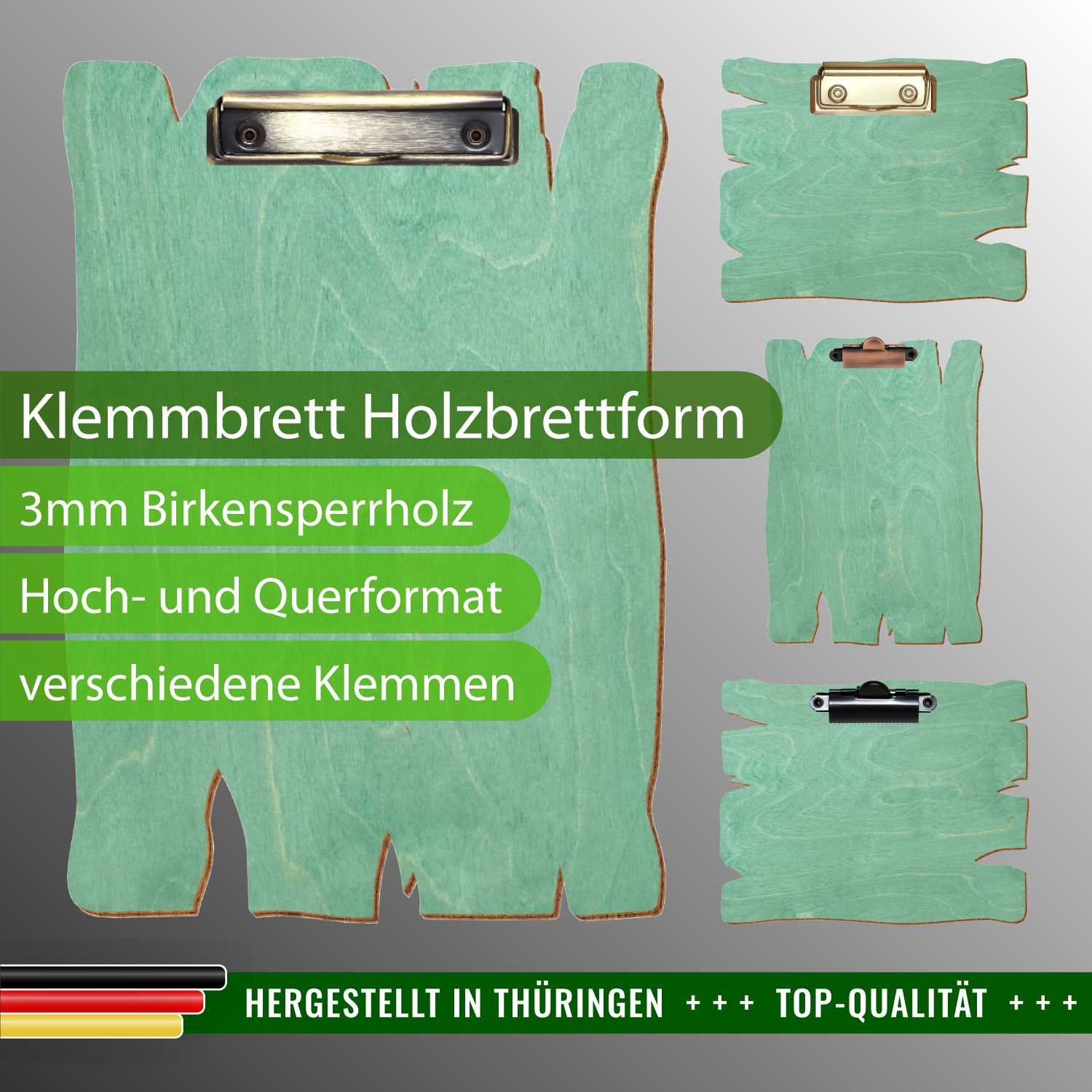 Klemmbrett Holzbrettform Minzgrün