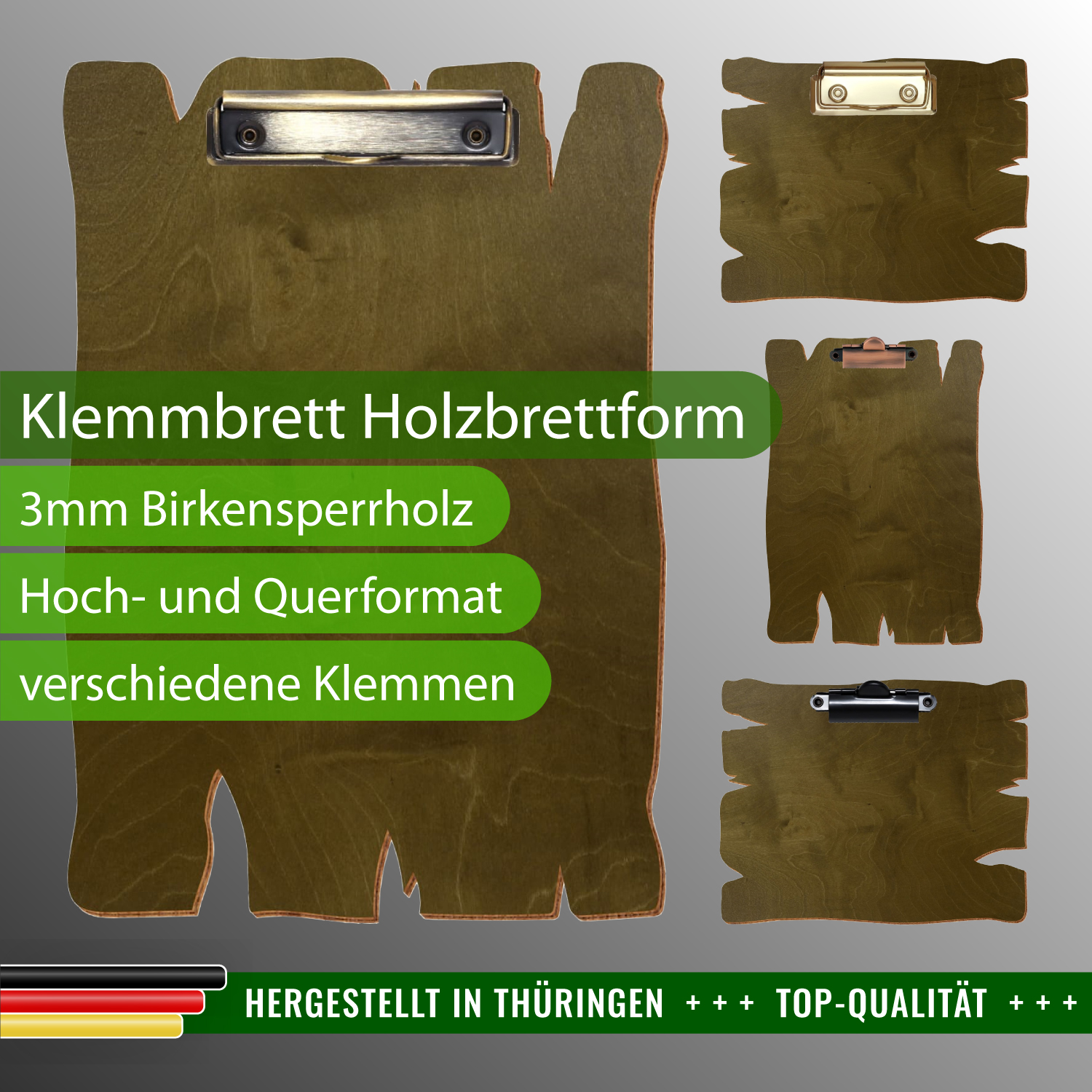 Klemmbrett Holzbrettform Nussbaum hell