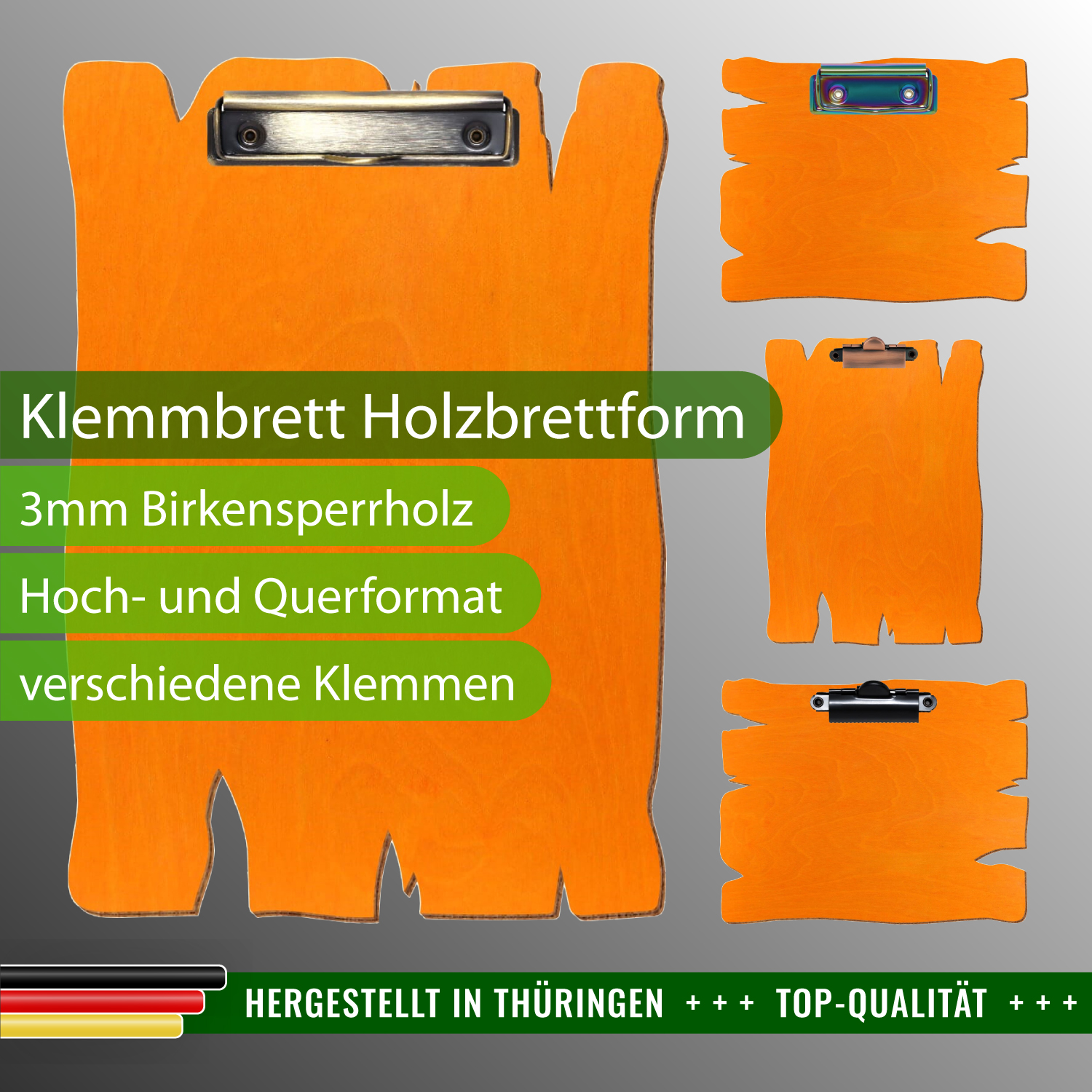 Klemmbrett Holzbrettform Orange