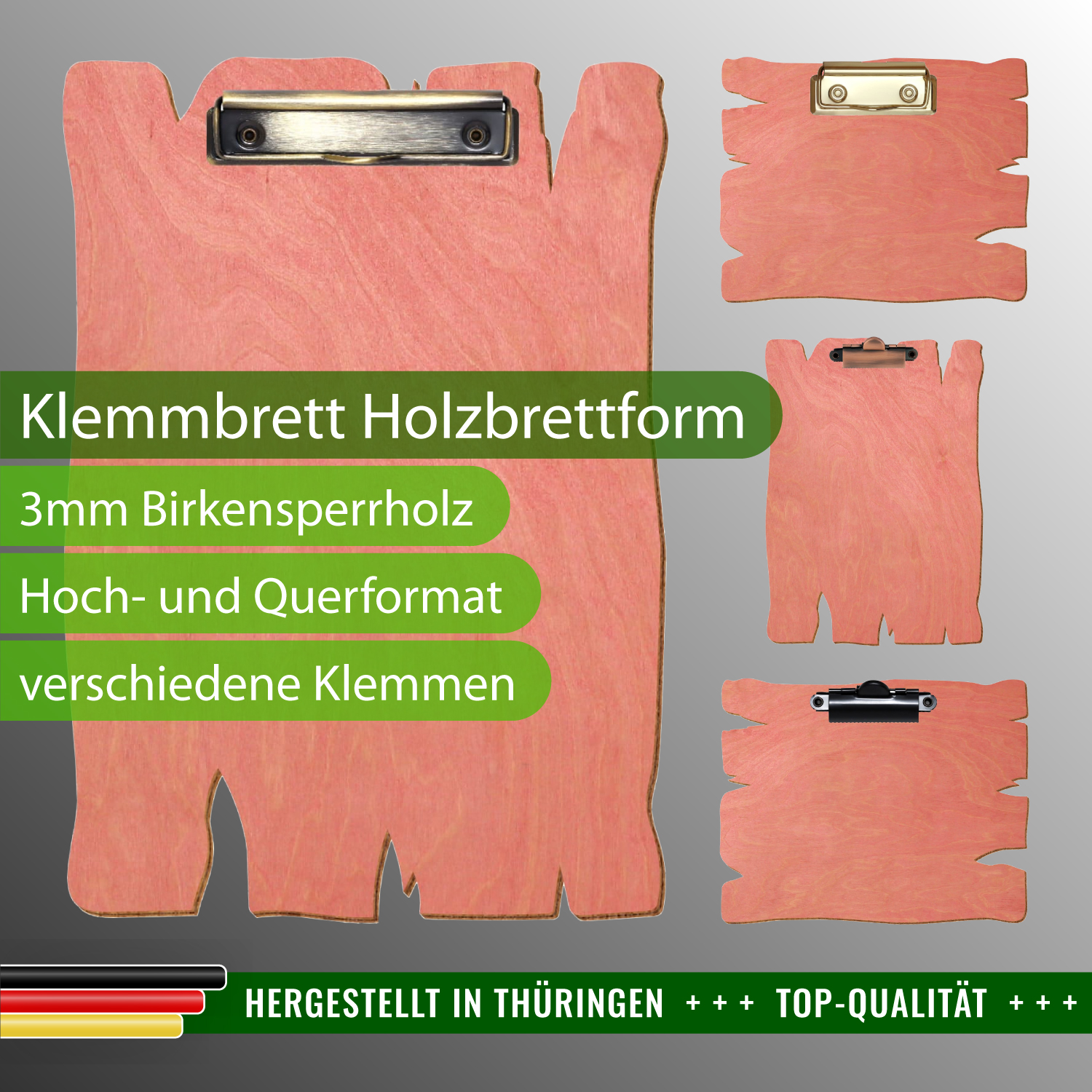 Klemmbrett Holzbrettform Rosa mit Produktinfos