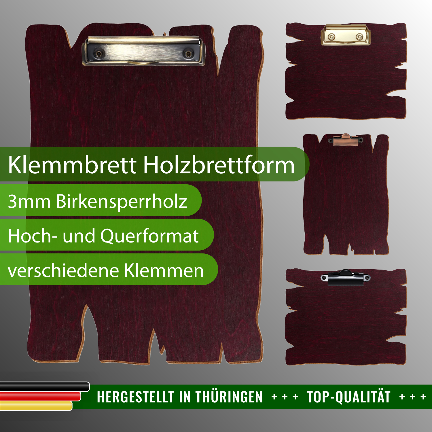 Klemmbrett Holzbrettform Violett mit Produktinfos