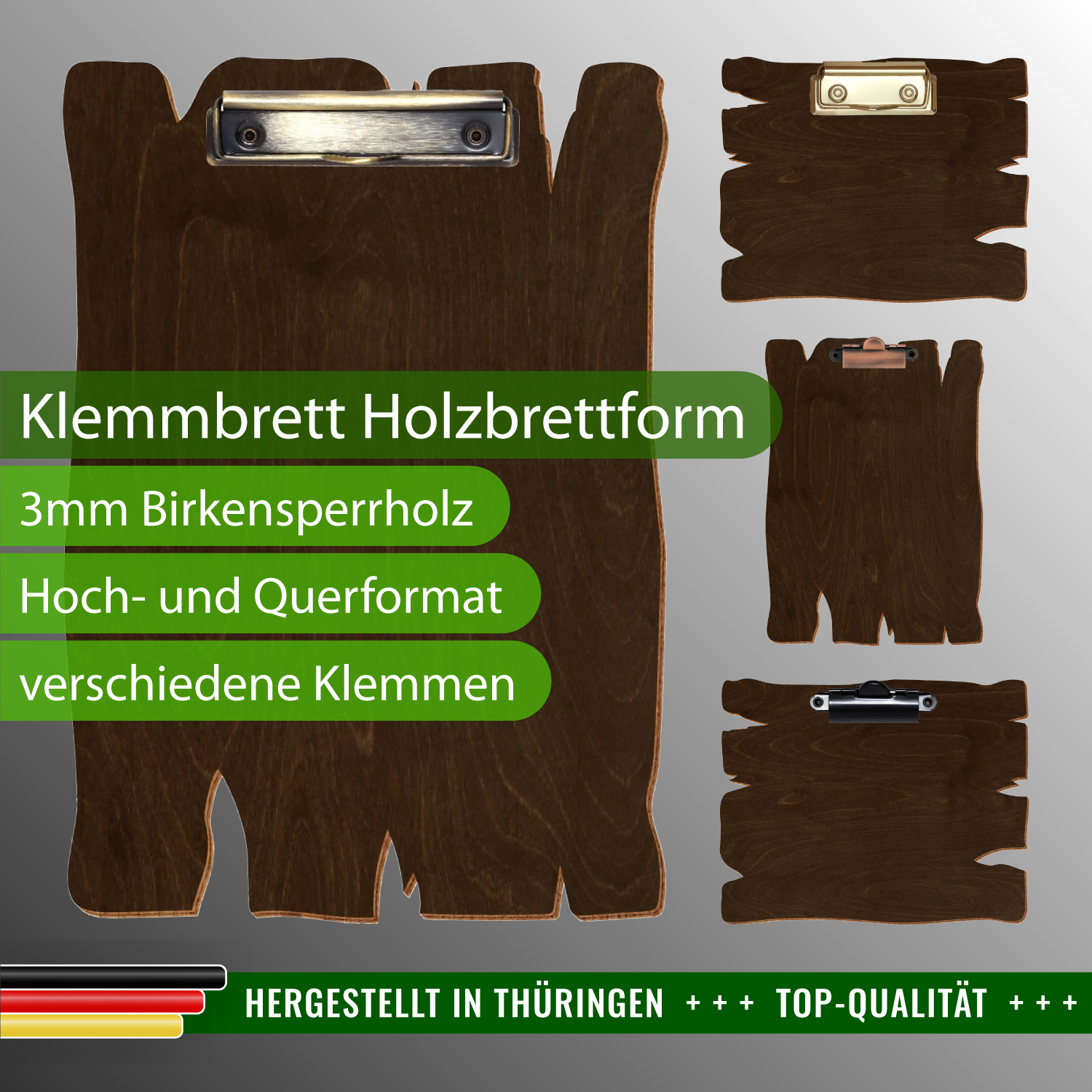 Klemmbrett Holzbrettform Walnuss dunkel