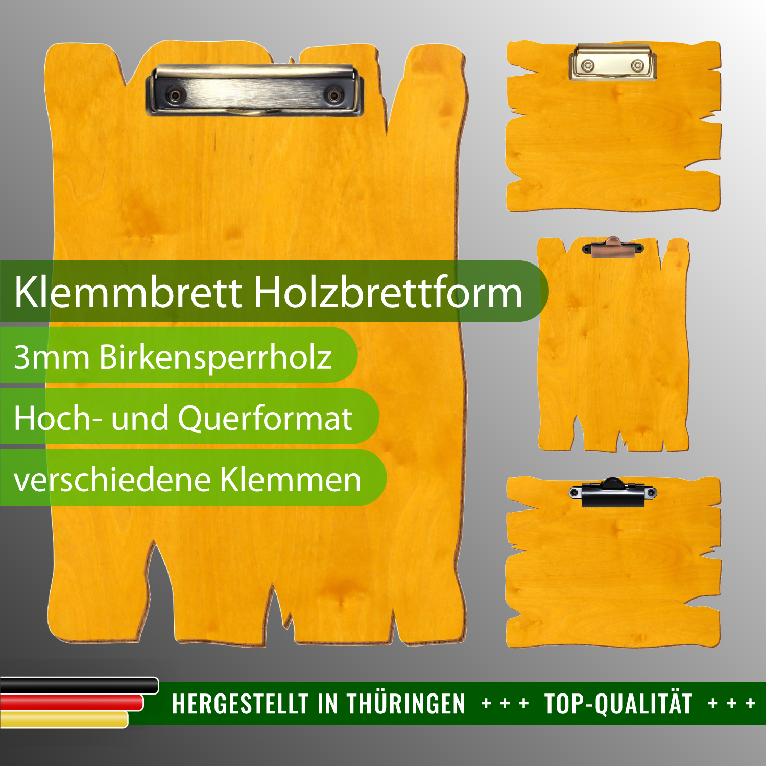Klemmbrett Holzbrettform Zitronengelb