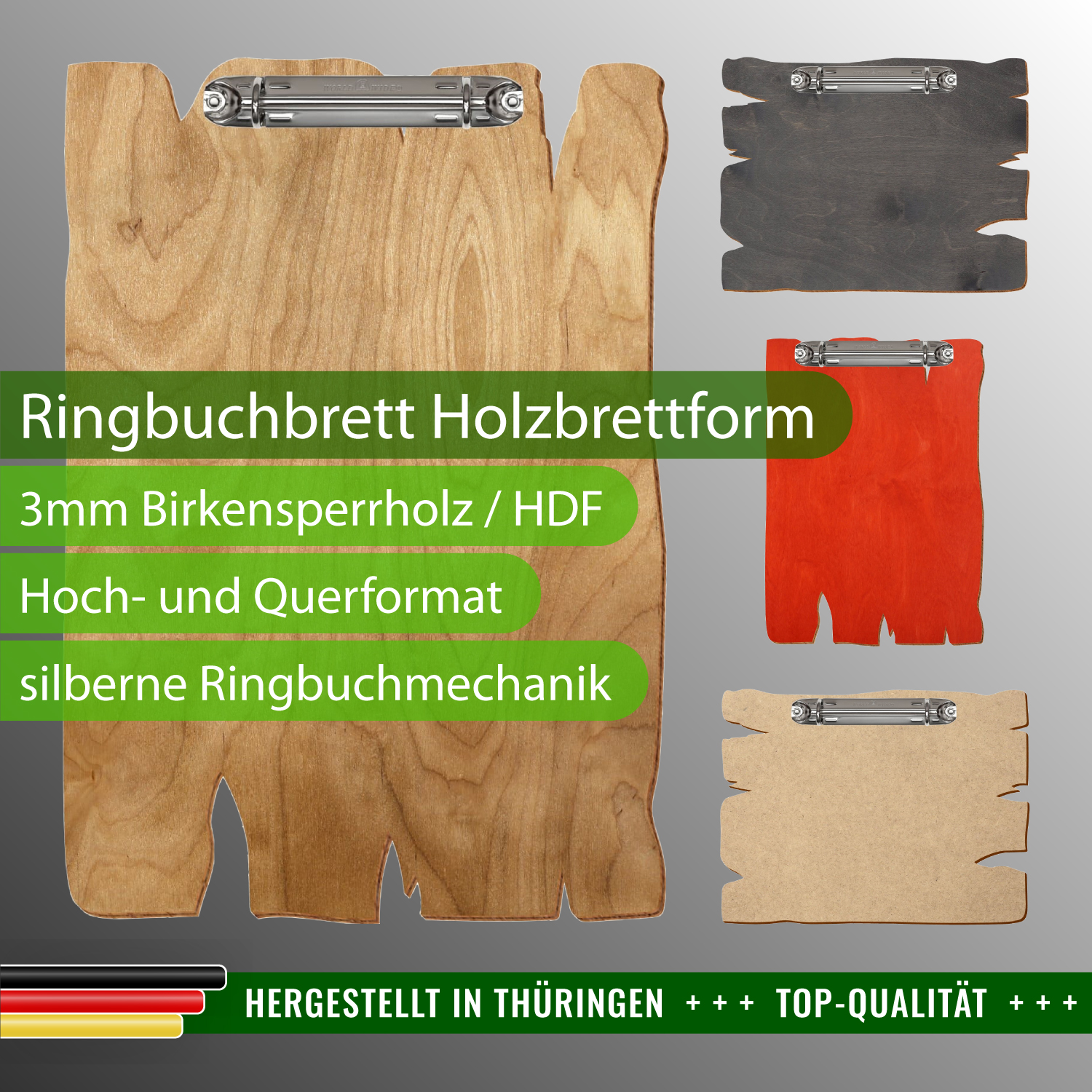 Farbiges Ringbuchbrett Holzbrettform & Produktinfos