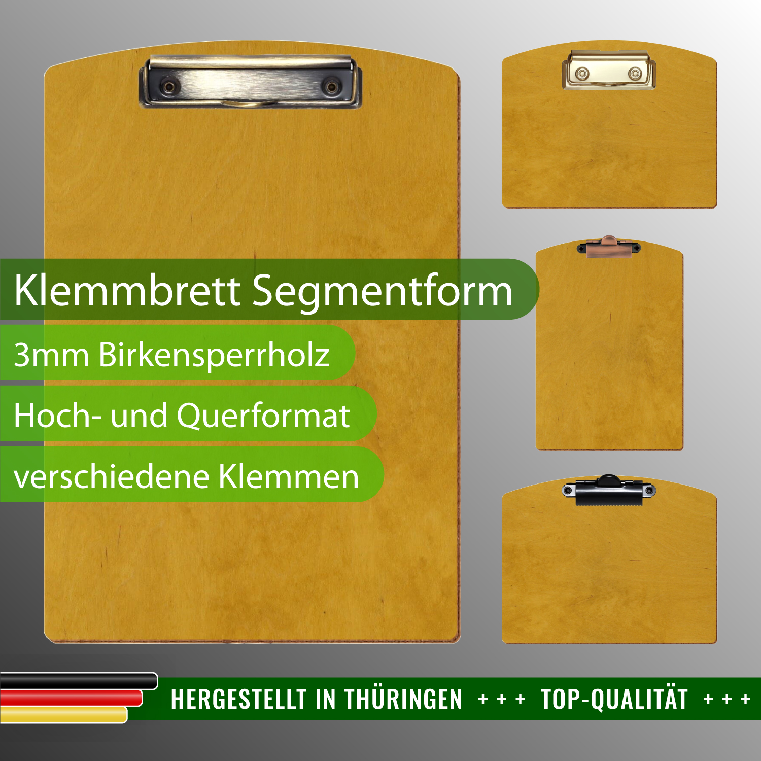 Klemmbrett Segmentform Eiche hell mit Produktinfos