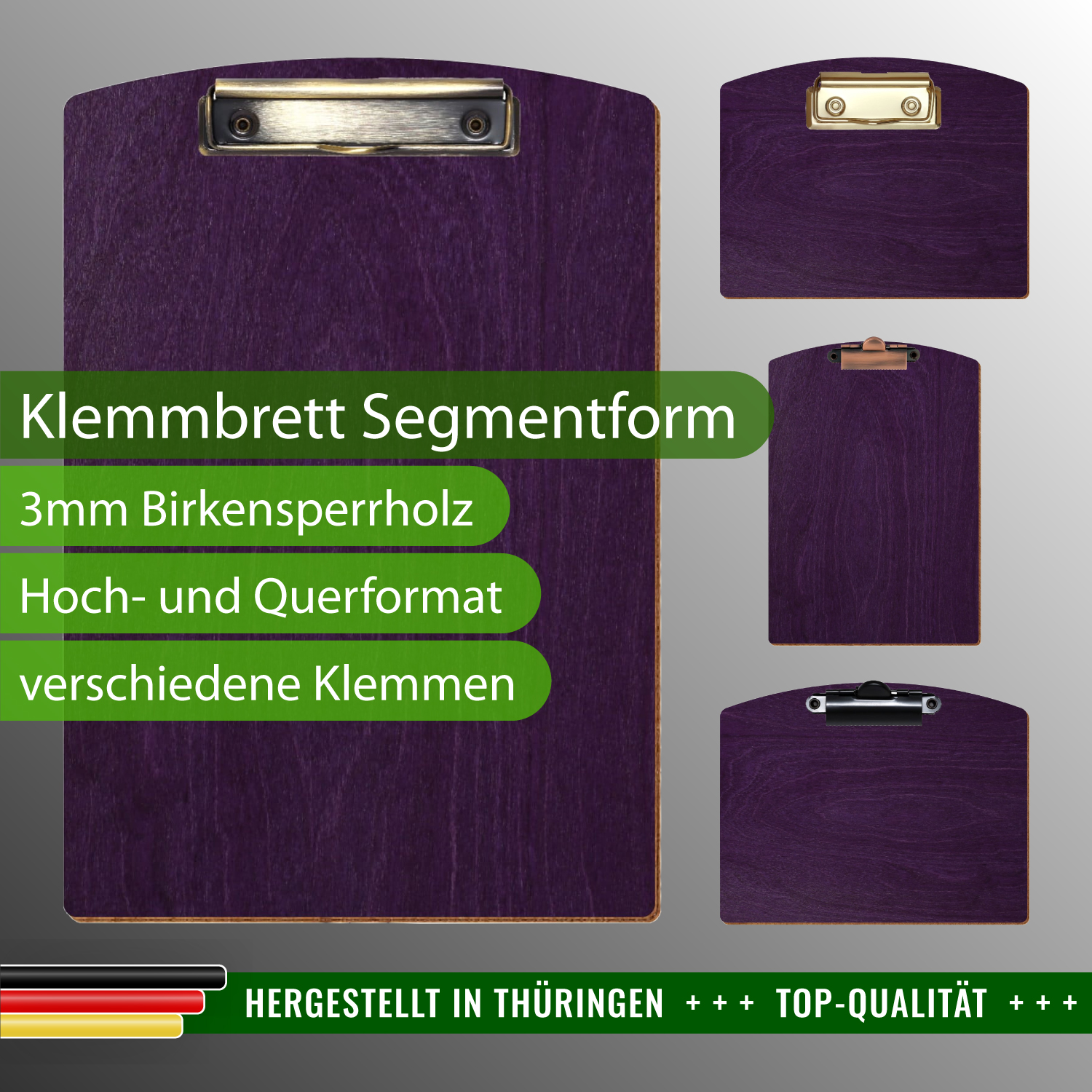 Klemmbrett Segmentform Lila mit Produktinfos