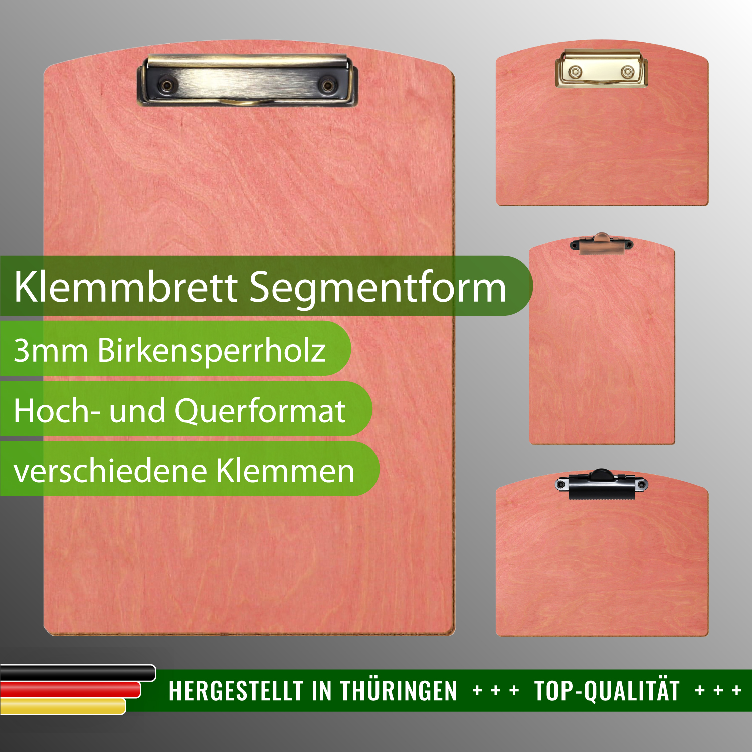 Klemmbrett Segmentform Rosa mit Produktinfos