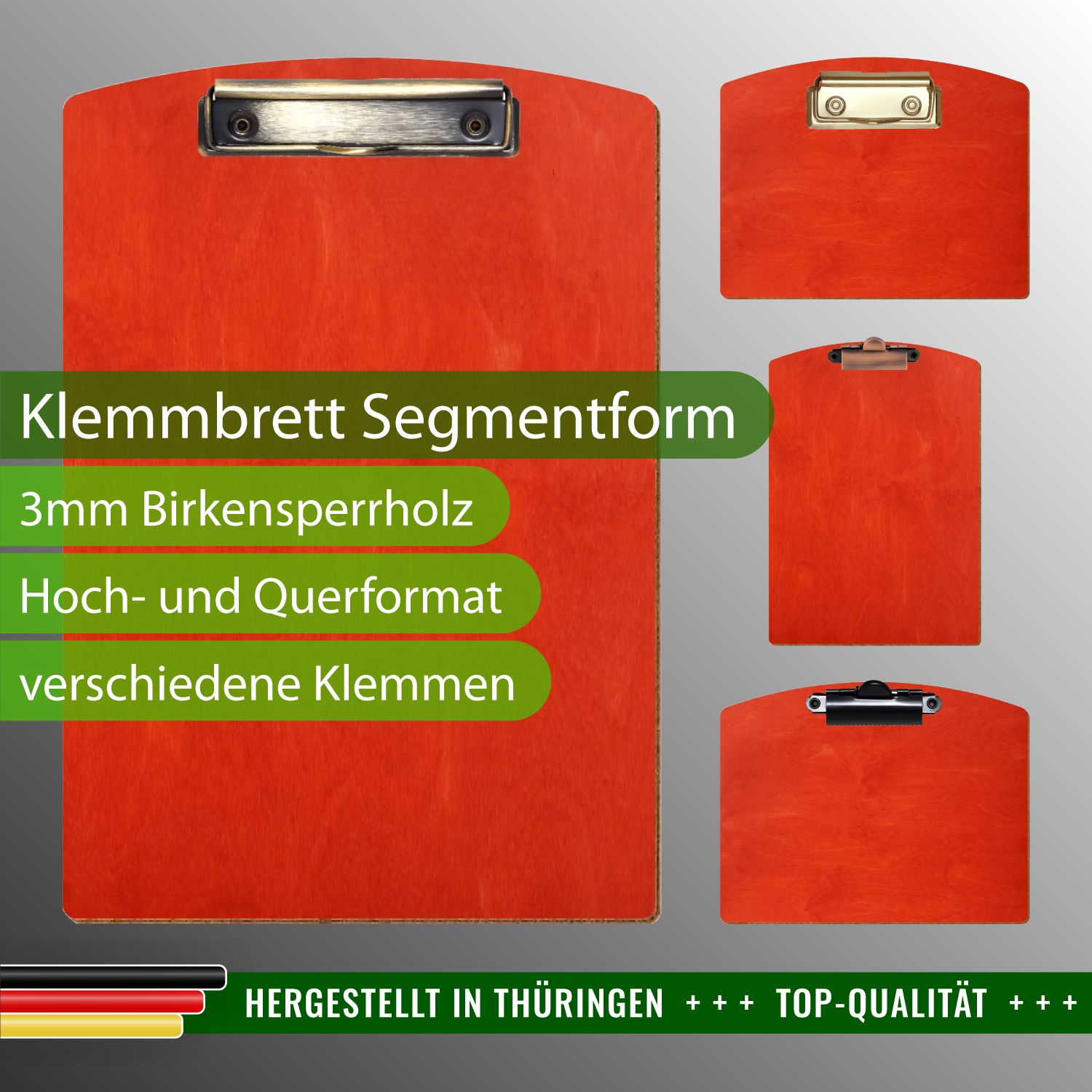 Klemmbrett Segmentform Scharlachrot mit Produktinfos