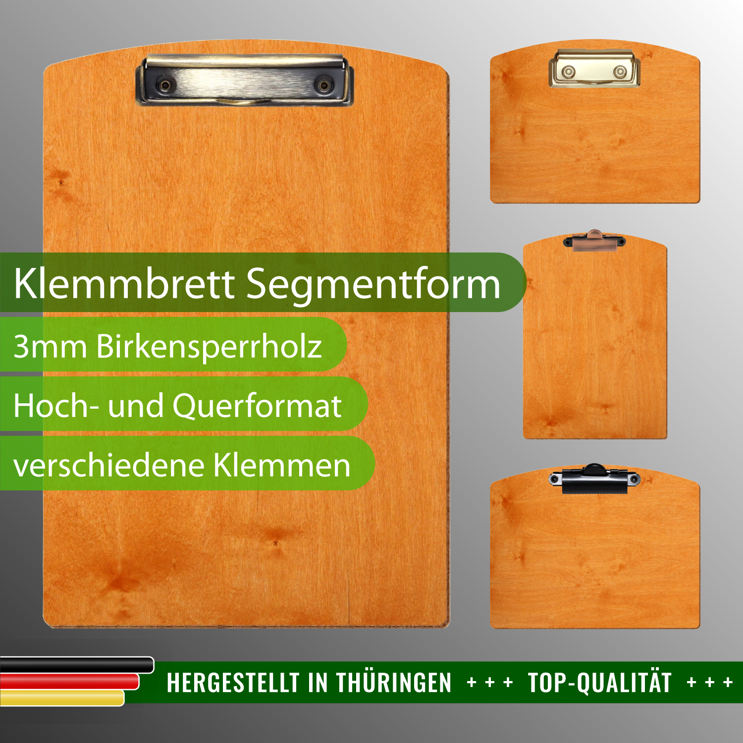 Klemmbrett Segmentform Toskana mit Produktinfos