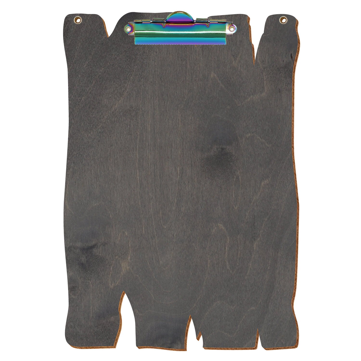 Klemmbrett Holzbrettform mit 2 Ösen Grau A4 hochkant Zahnklemme Regenbogen