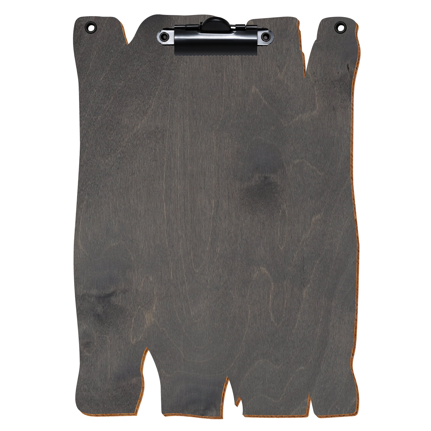 Klemmbrett Holzbrettform mit 2 Ösen Grau A5 hochkant Zahnklemme schwarz