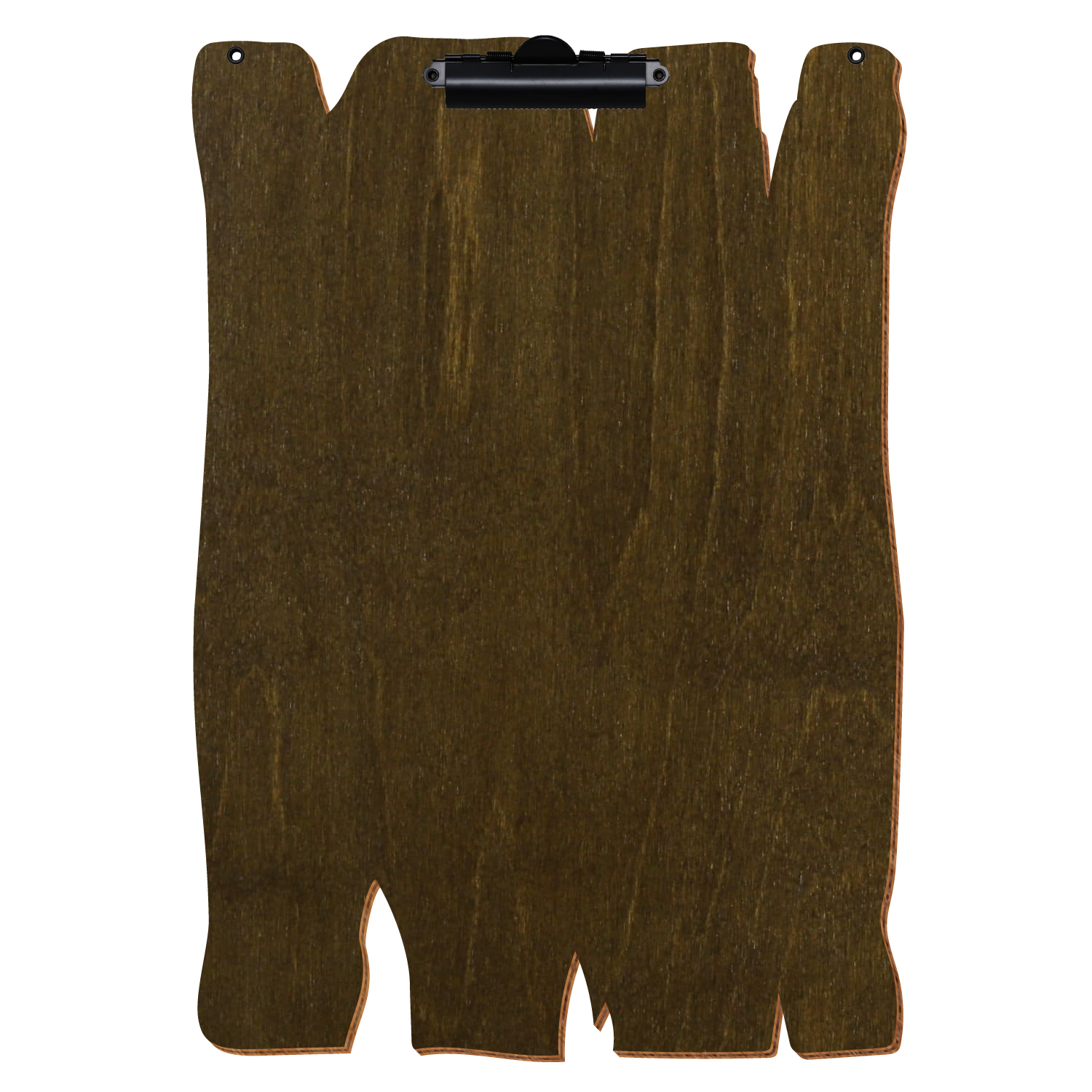 Klemmbrett Holzbrettform mit 2 Ösen Haselnuss A3 hochkant Zahnklemme schwarz