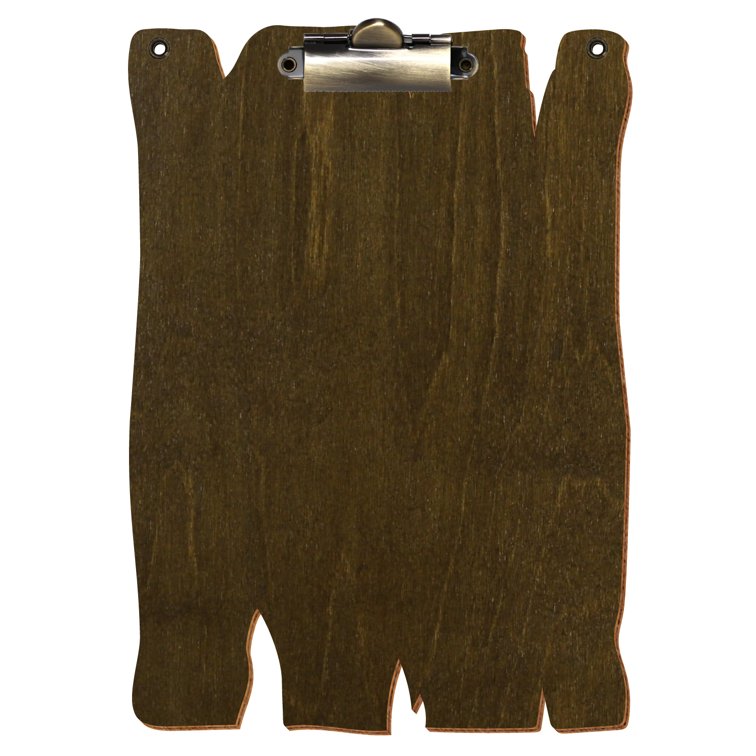 Klemmbrett Holzbrettform mit 2 Ösen Haselnuss A5 hochkant Zahnklemme antik