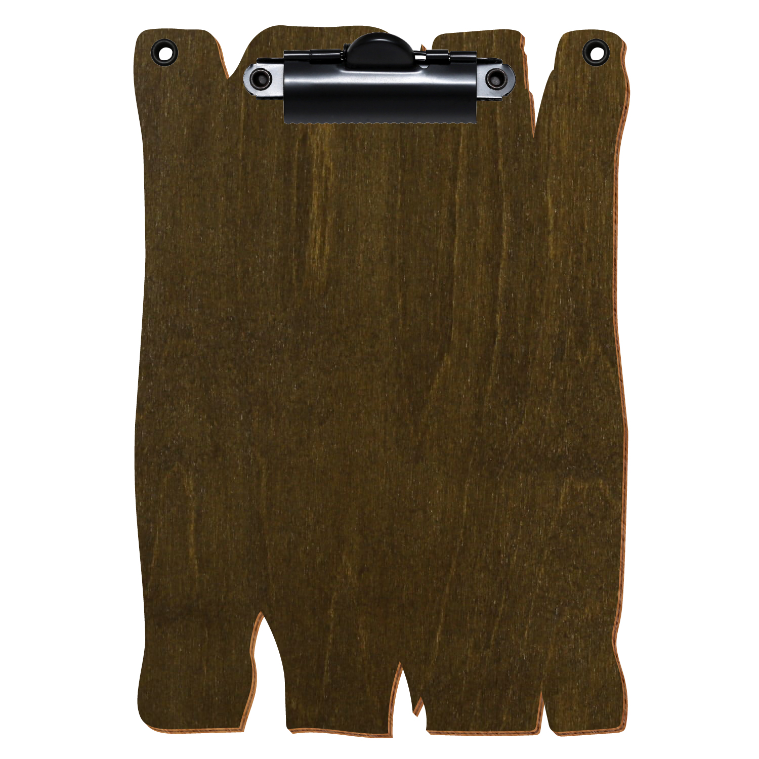 Klemmbrett Holzbrettform mit 2 Ösen Haselnuss A6 hochkant Zahnklemme schwarz
