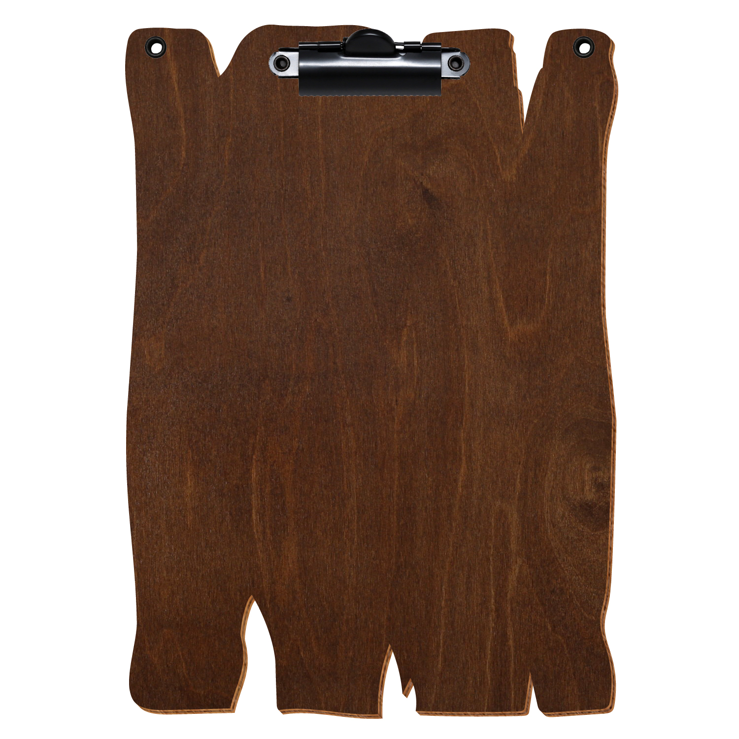 Klemmbrett Holzbrettform mit 2 Ösen Kastanie A5 hochkant Zahnklemme schwarz