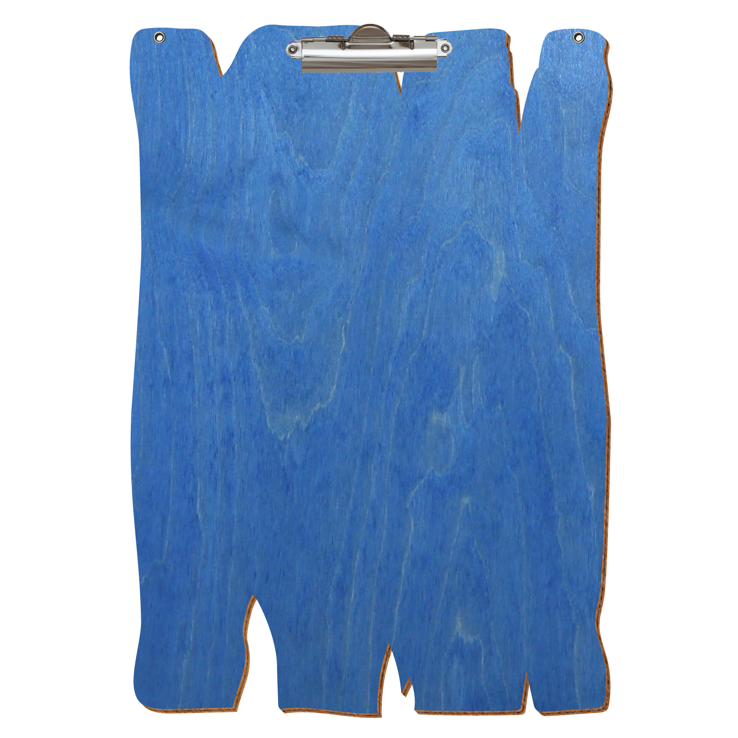 Klemmbrett Holzbrettform mit 2 Ösen Kornblumenblau A3 hochkant Zahnklemme silber