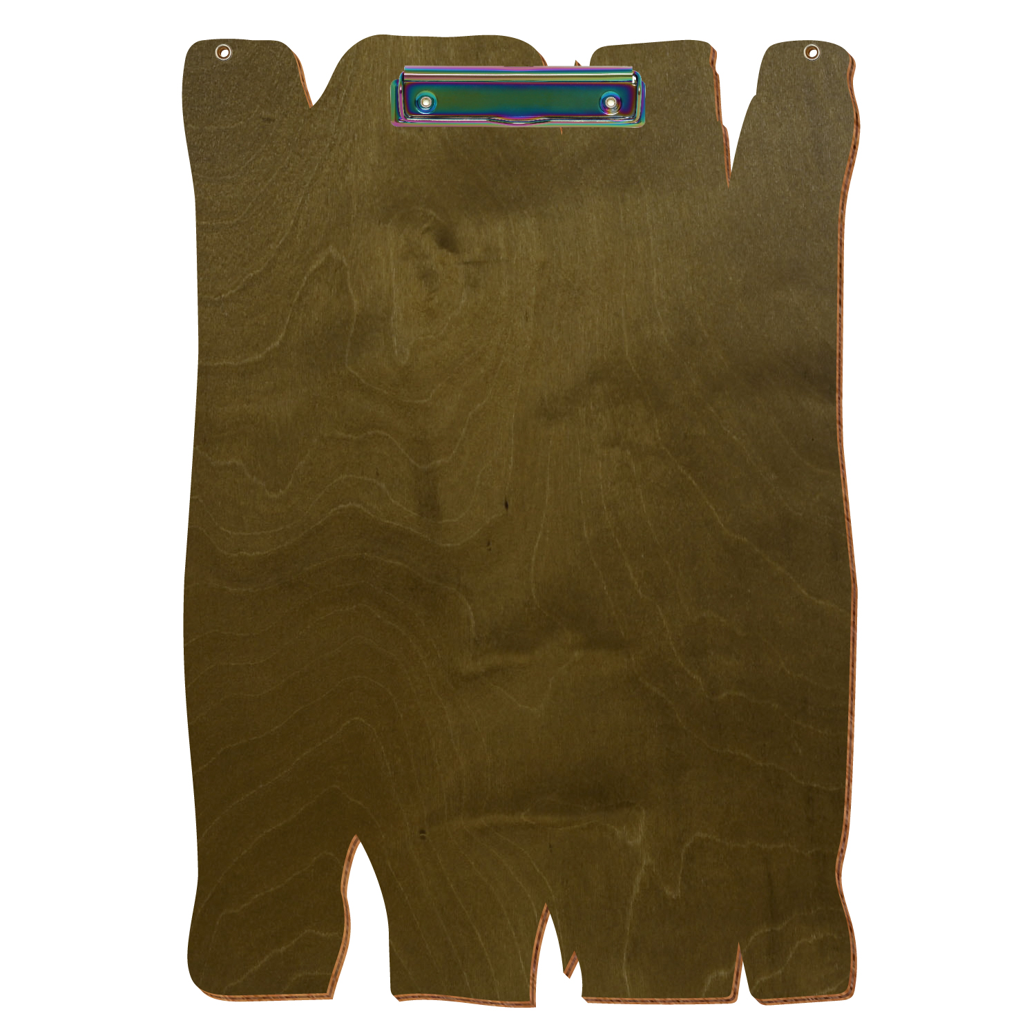 Klemmbrett Holzbrettform mit 2 Ösen Nussbaum hell A3 hochkant Bügelklemme Regenbogen