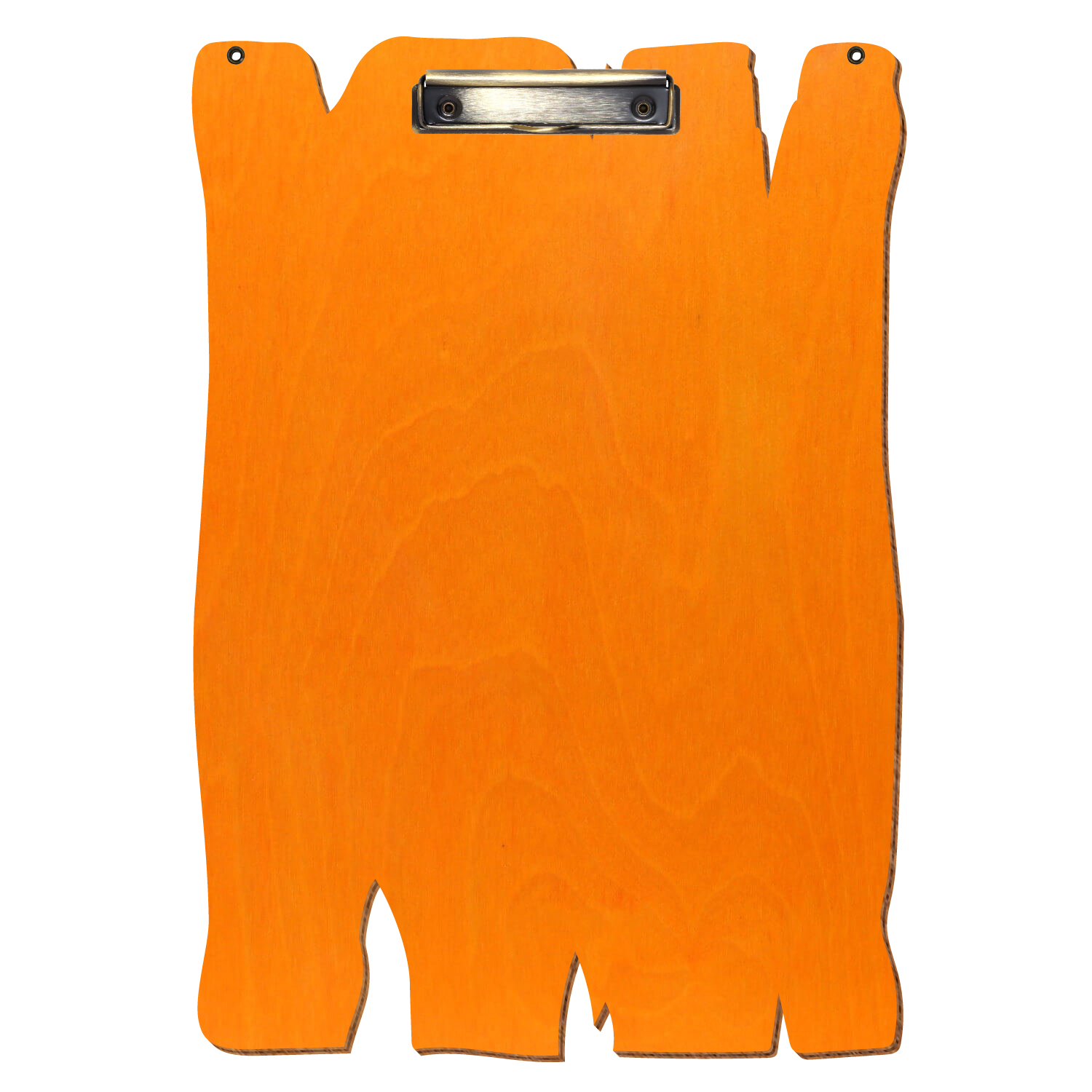 Klemmbrett Holzbrettform mit 2 Ösen Orange A3 hochkant Bügelklemme antik