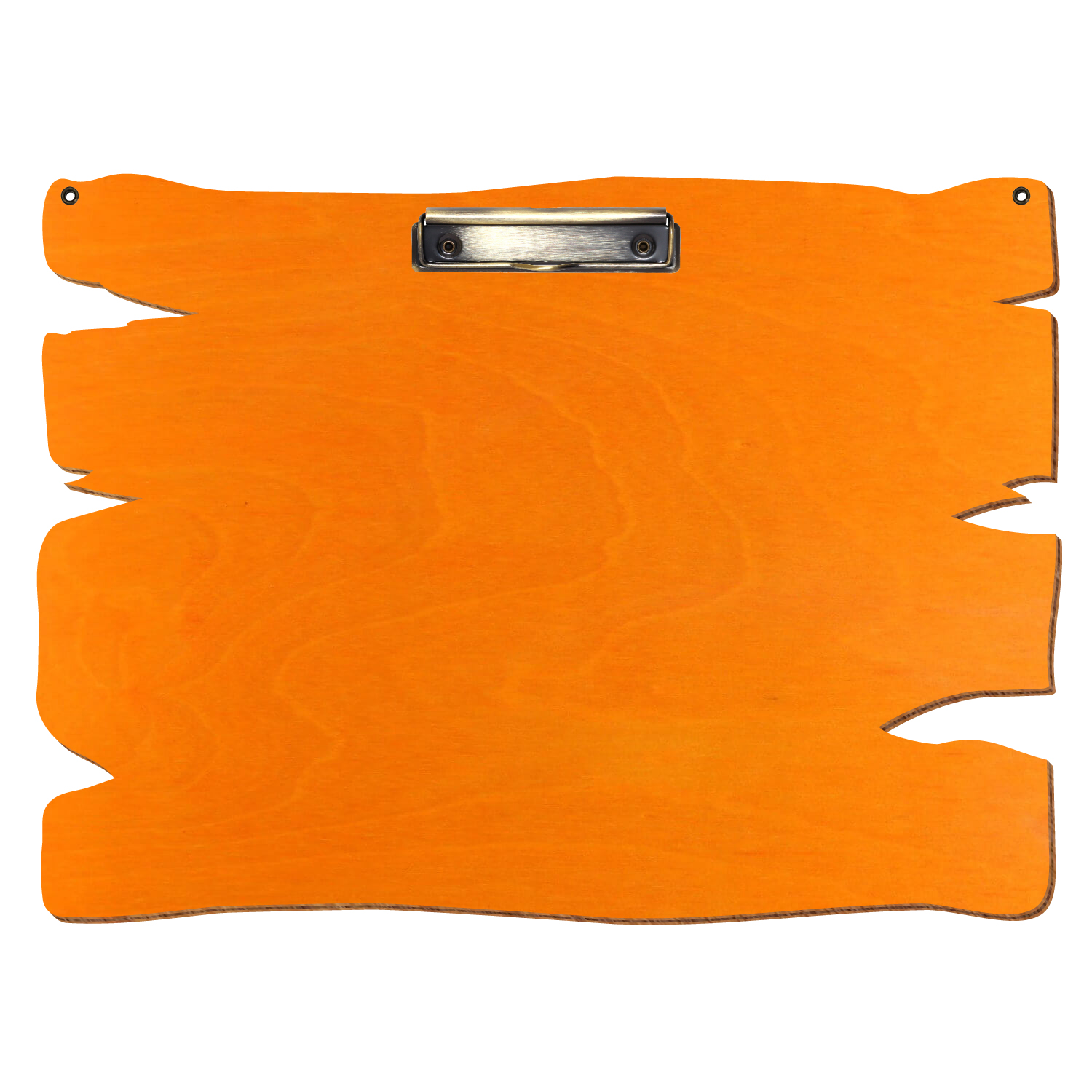 Klemmbrett Holzbrettform mit 2 Ösen Orange A3 querkant Bügelklemme antik