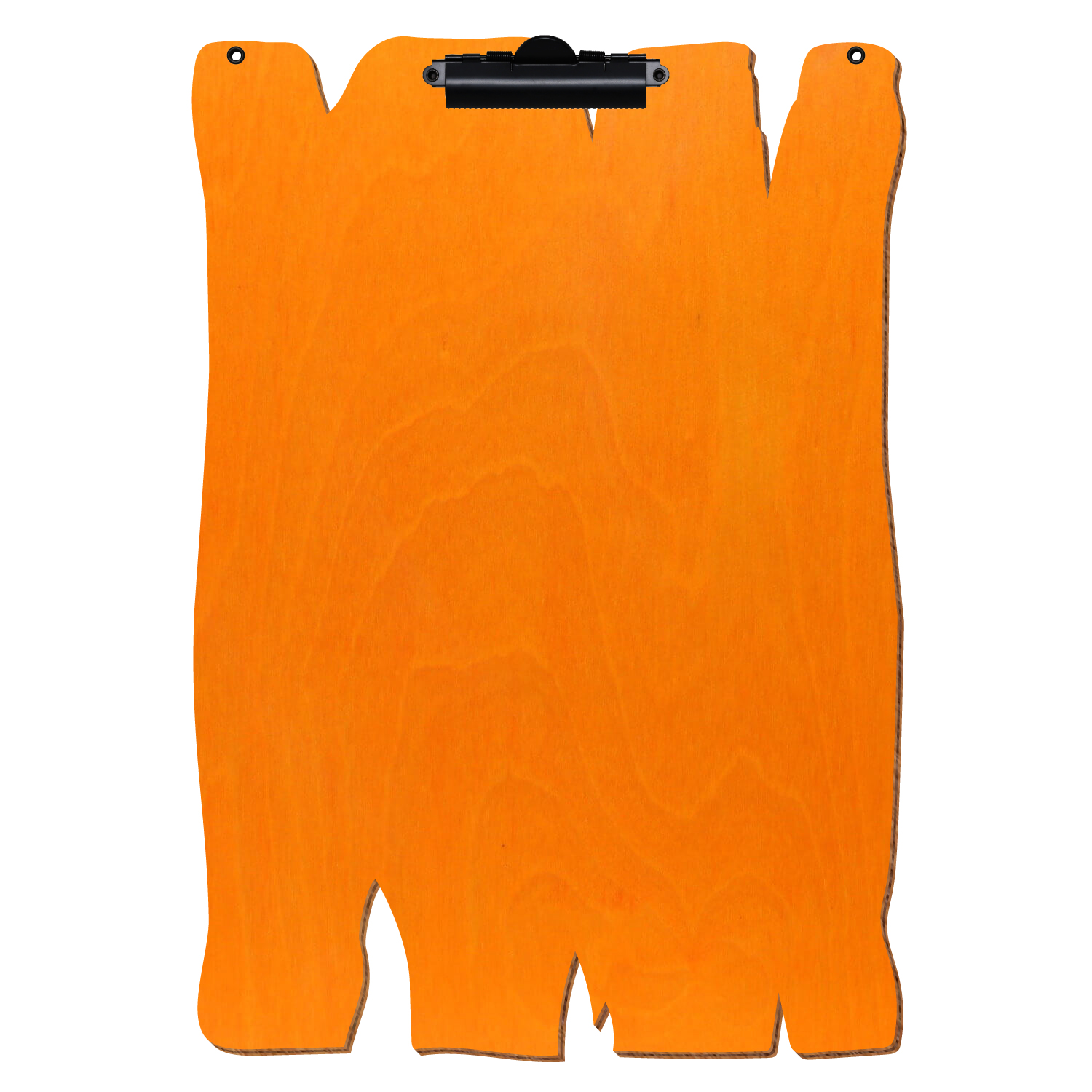 Klemmbrett Holzbrettform mit 2 Ösen Orange A3 hochkant Zahnklemme schwarz