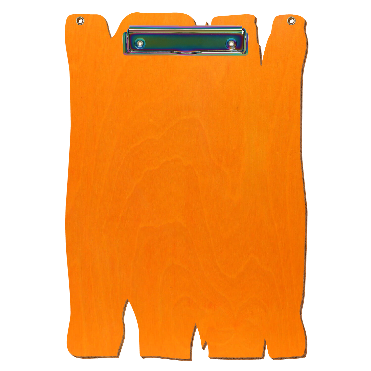 Klemmbrett Holzbrettform mit 2 Ösen Orange A4 hochkant Bügelklemme Regenbogen