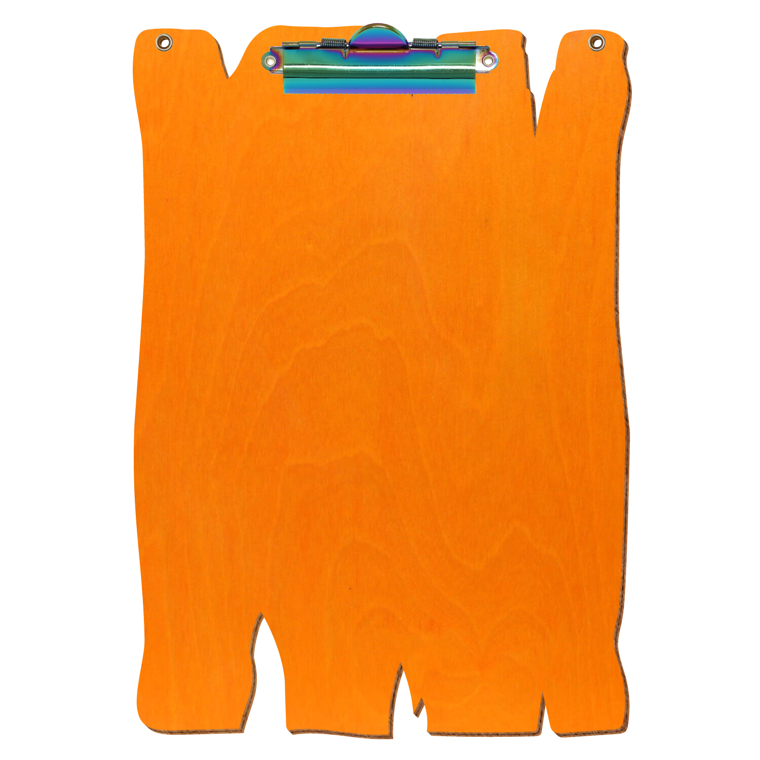 Klemmbrett Holzbrettform mit 2 Ösen Orange A4 hochkant Zahnklemme Regenbogen