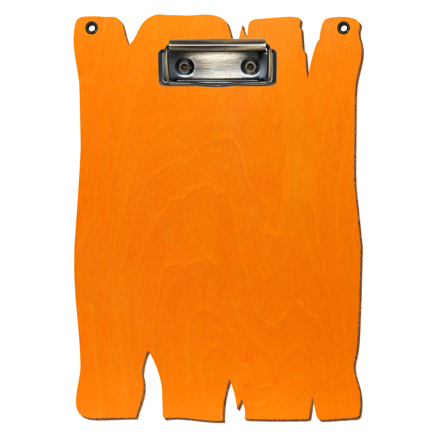 Klemmbrett Holzbrettform mit 2 Ösen Orange A5 hochkant Bügelklemme antik