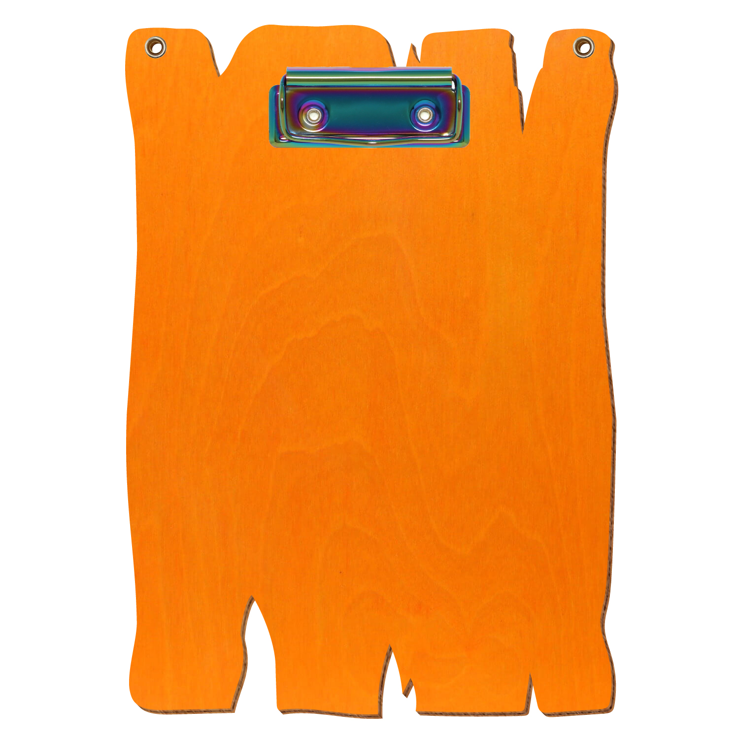 Klemmbrett Holzbrettform mit 2 Ösen Orange A5 hochkant Bügelklemme Regenbogen