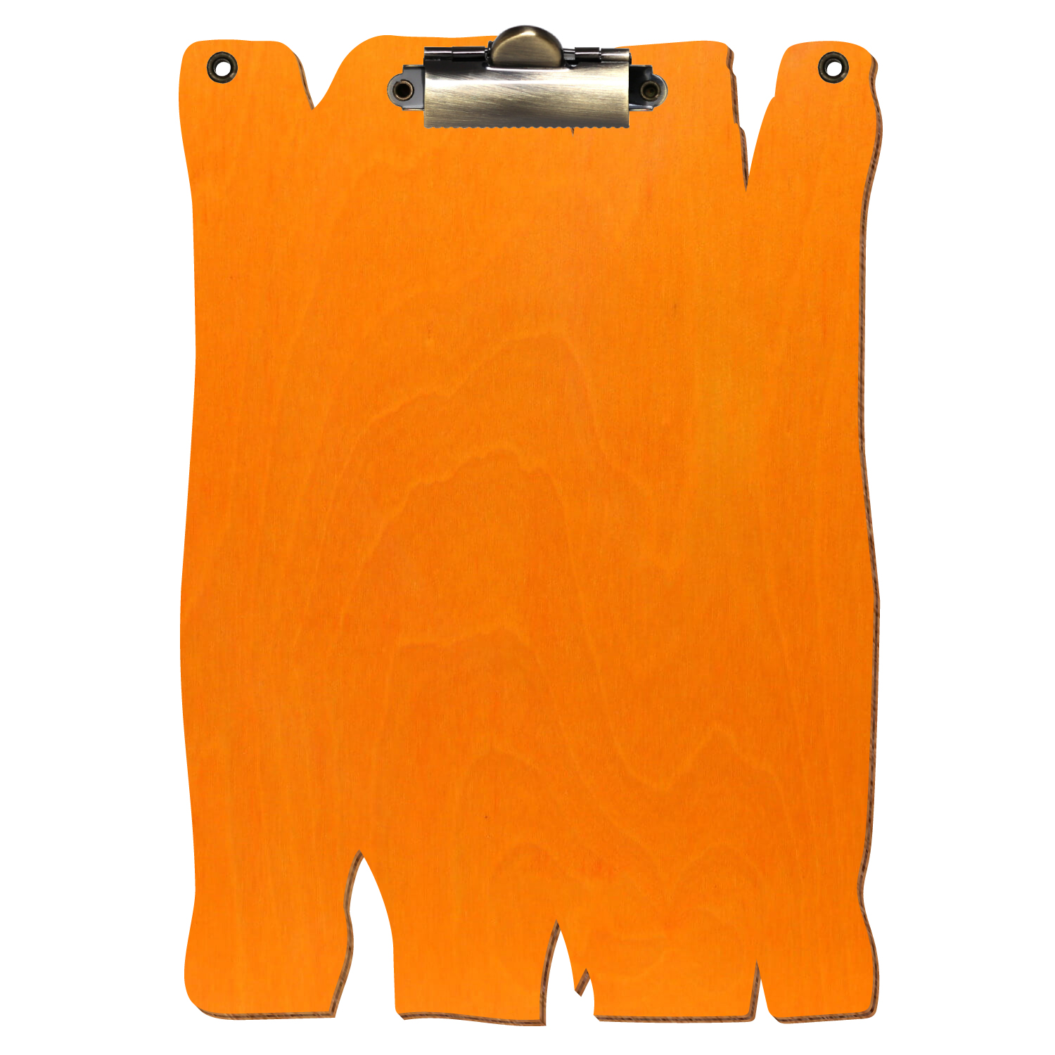 Klemmbrett Holzbrettform mit 2 Ösen Orange A5 hochkant Zahnklemme antik