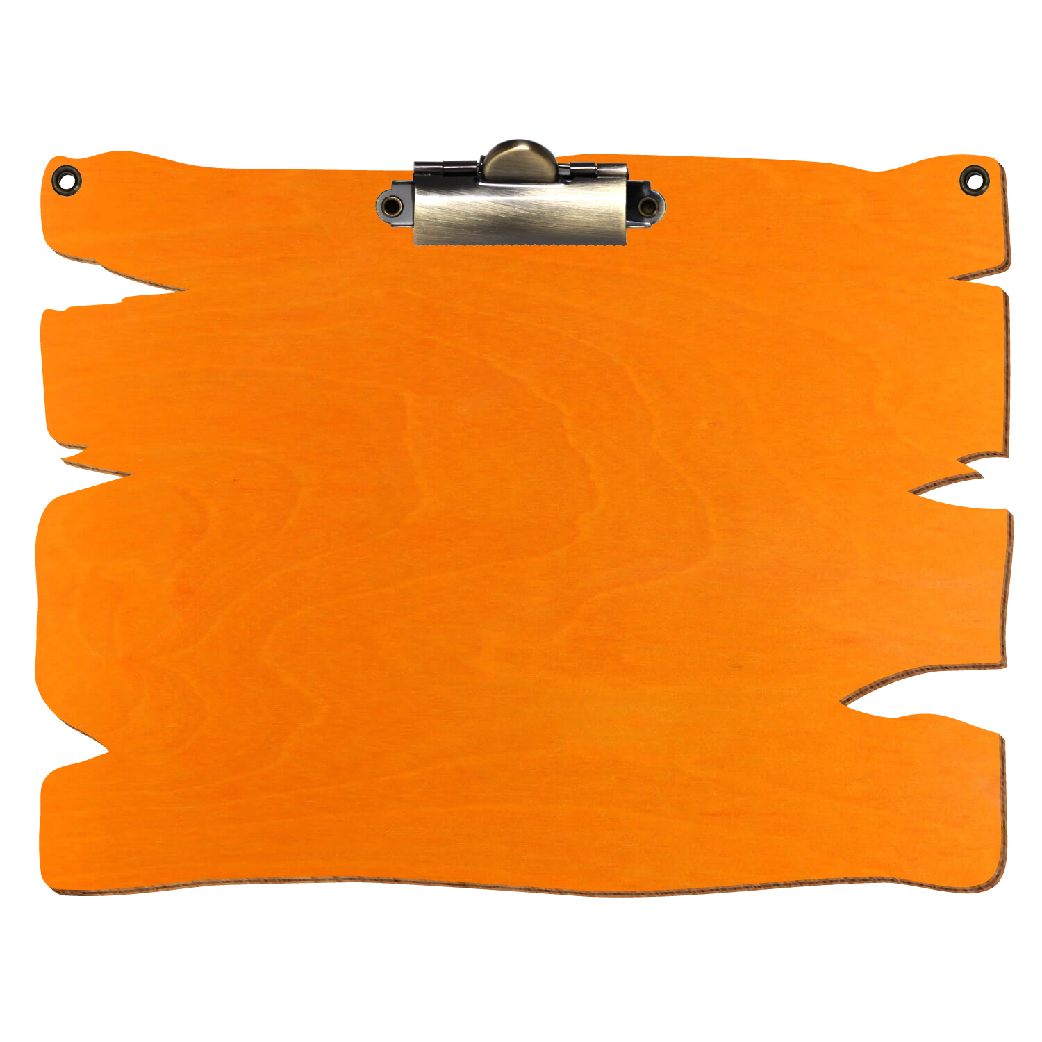 Klemmbrett Holzbrettform mit 2 Ösen Orange A5 querkant Zahnklemme antik