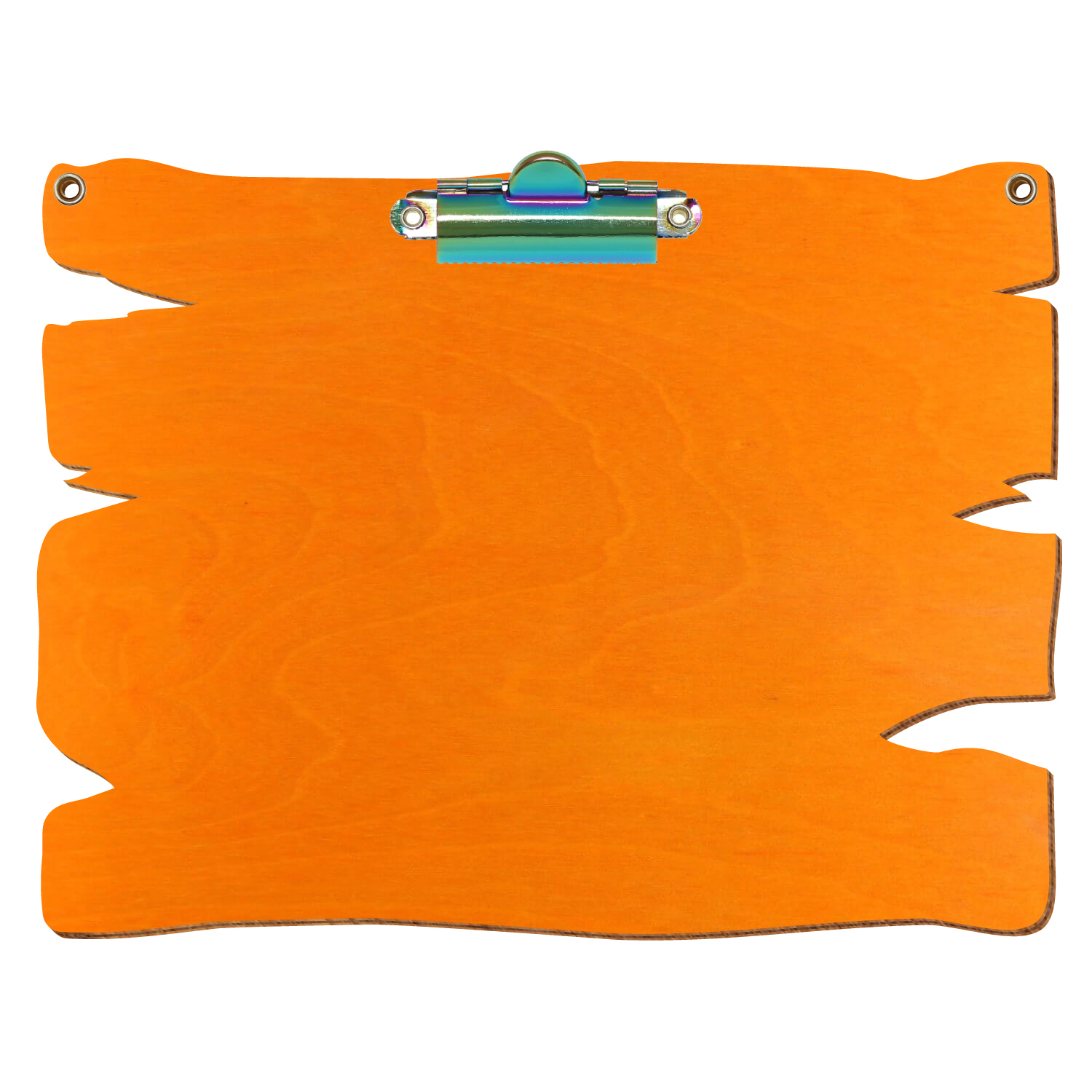 Klemmbrett Holzbrettform mit 2 Ösen Orange A5 querkant Zahnklemme Regenbogen