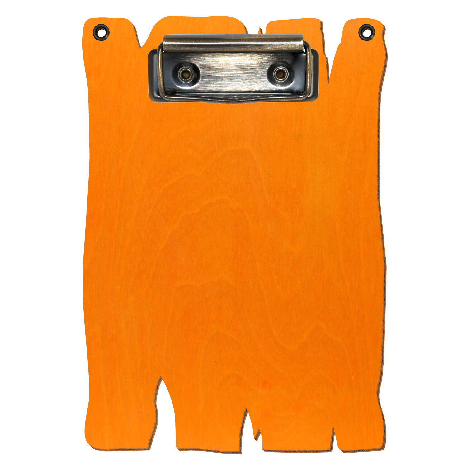 Klemmbrett Holzbrettform mit 2 Ösen Orange A6 hochkant Bügelklemme antik