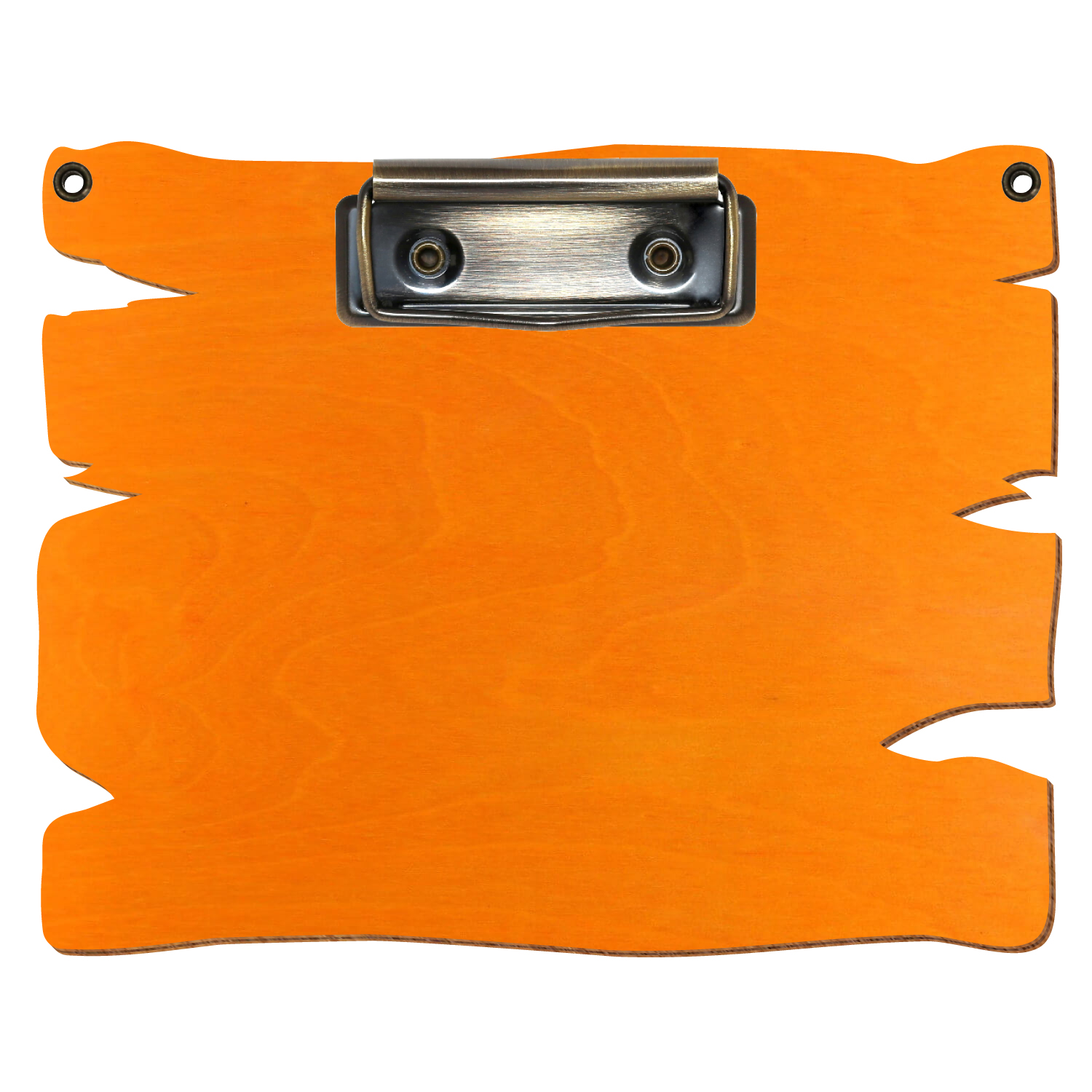 Klemmbrett Holzbrettform mit 2 Ösen Orange A6 querkant Bügelklemme antik