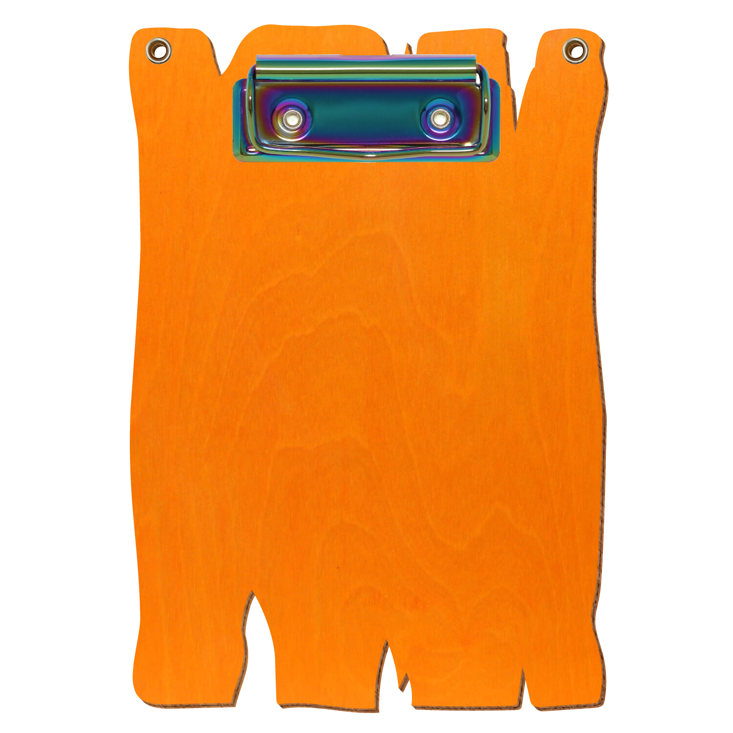 Klemmbrett Holzbrettform mit 2 Ösen Orange A6 hochkant Bügelklemme Regenbogen