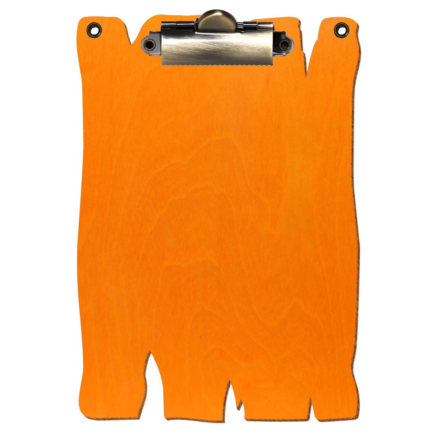 Klemmbrett Holzbrettform mit 2 Ösen Orange A6 hochkant Zahnklemme antik