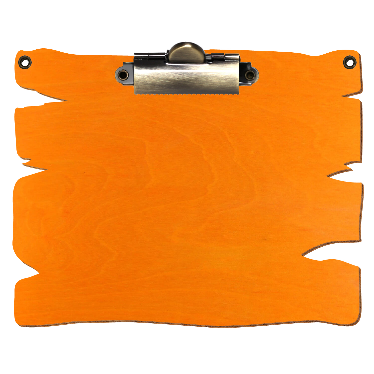 Klemmbrett Holzbrettform mit 2 Ösen Orange A6 querkant Zahnklemme antik