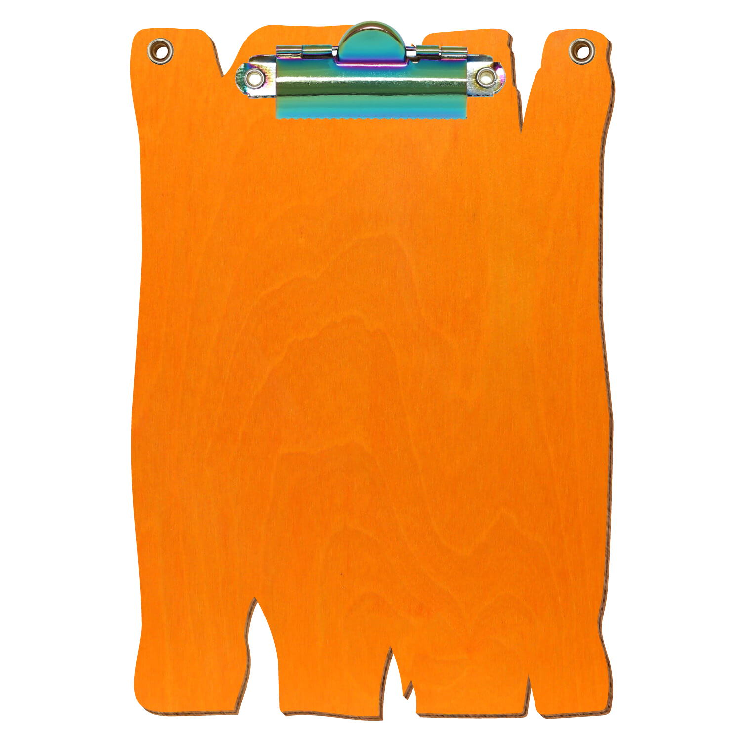 Klemmbrett Holzbrettform mit 2 Ösen Orange A6 hochkant Zahnklemme Regenbogen