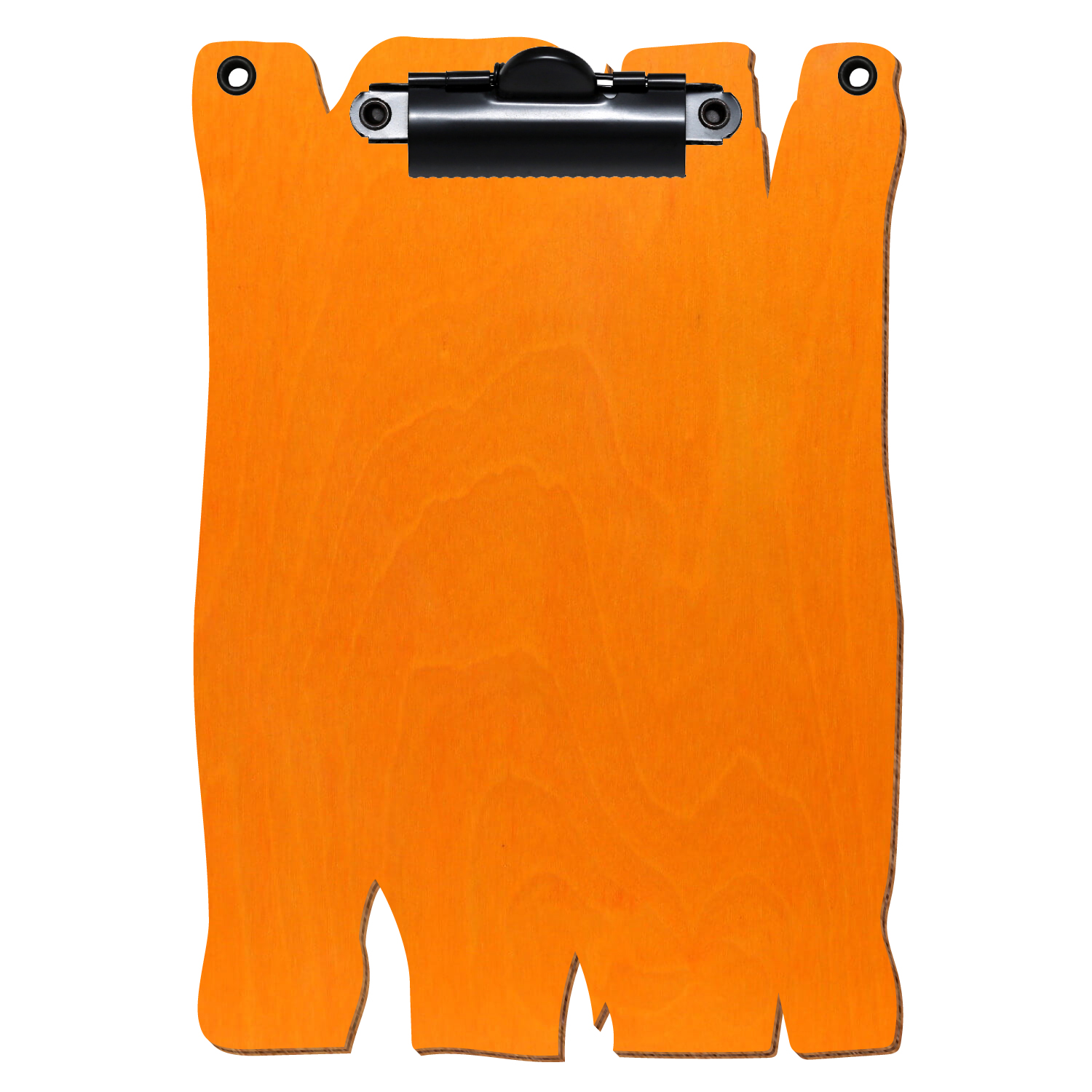 Klemmbrett Holzbrettform mit 2 Ösen Orange A6 hochkant Zahnklemme schwarz