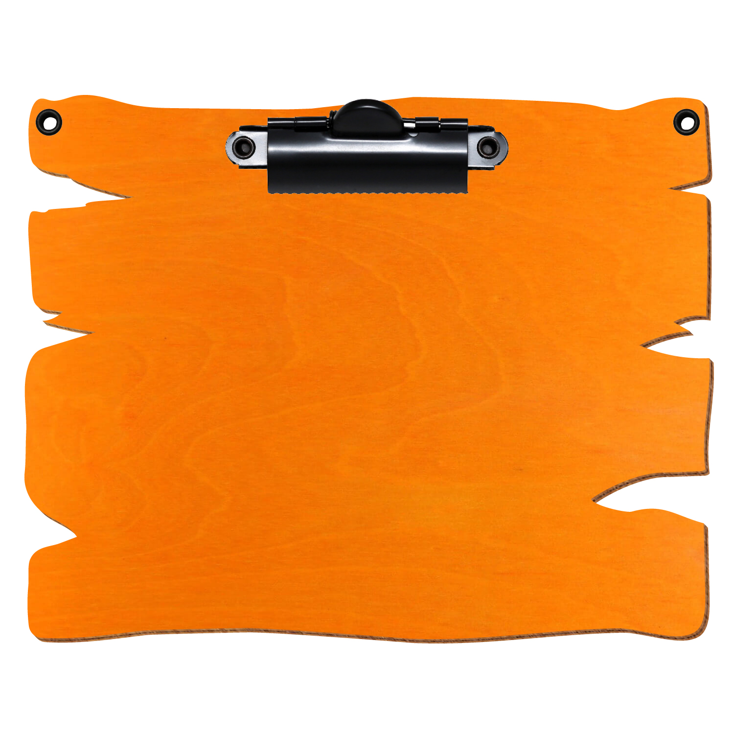 Klemmbrett Holzbrettform mit 2 Ösen Orange A6 querkant Zahnklemme schwarz