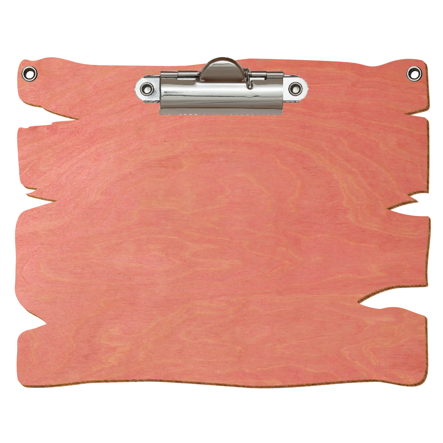 Klemmbrett Holzbrettform mit 2 Ösen Rosa A6 querkant Zahnklemme silber