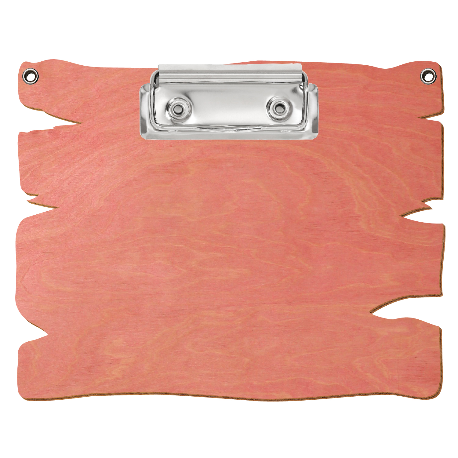 Klemmbrett Holzbrettform mit 2 Ösen Rosa A6 querkant Bügelklemme silber