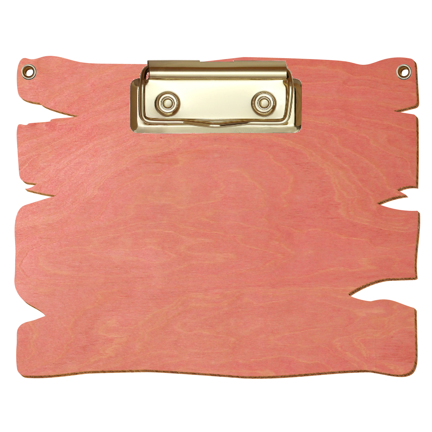 Klemmbrett Holzbrettform mit 2 Ösen Rosa A6 querkant Bügelklemme gold