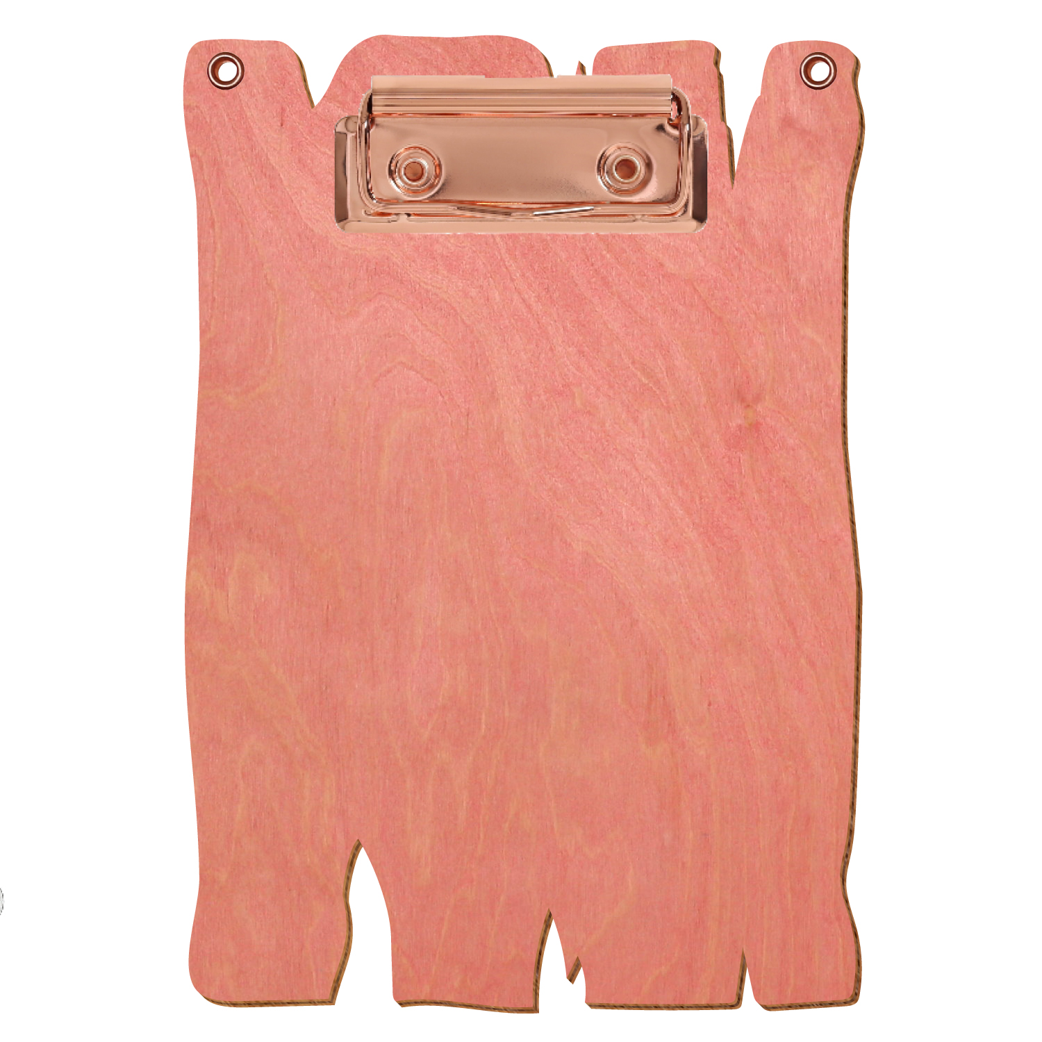 Klemmbrett Holzbrettform mit 2 Ösen Rosa A6 hochkant Bügelklemme roségold