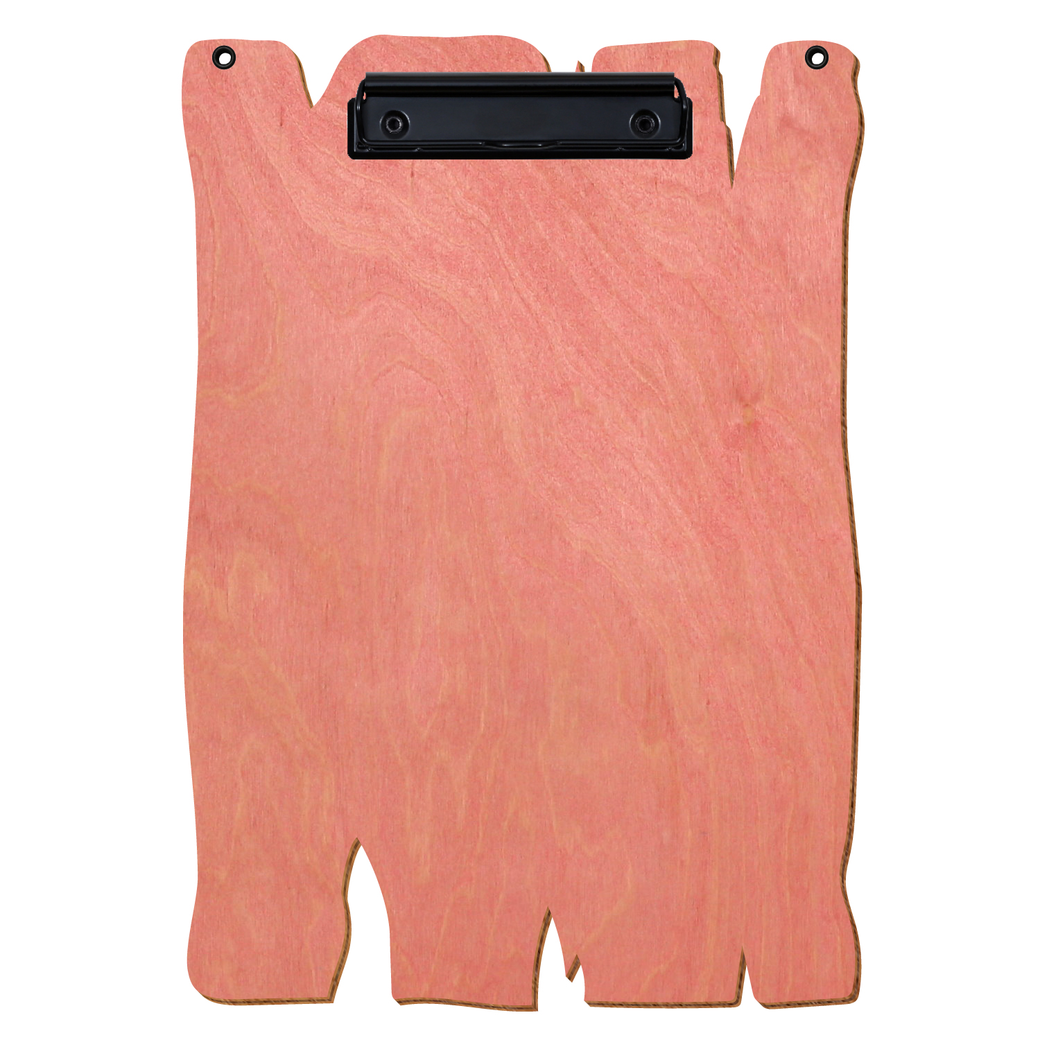 Klemmbrett Holzbrettform mit 2 Ösen Rosa A4 hochkant Bügelklemme schwarz