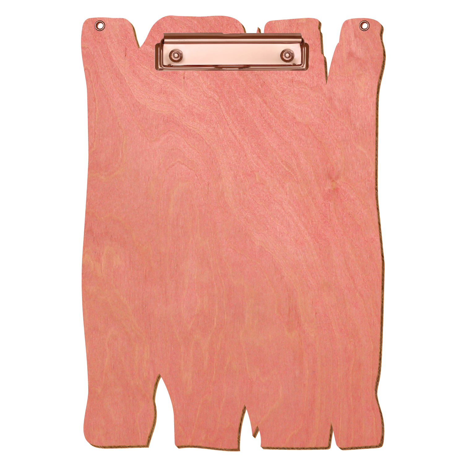Klemmbrett Holzbrettform mit 2 Ösen Rosa A4 hochkant Bügelklemme roségold