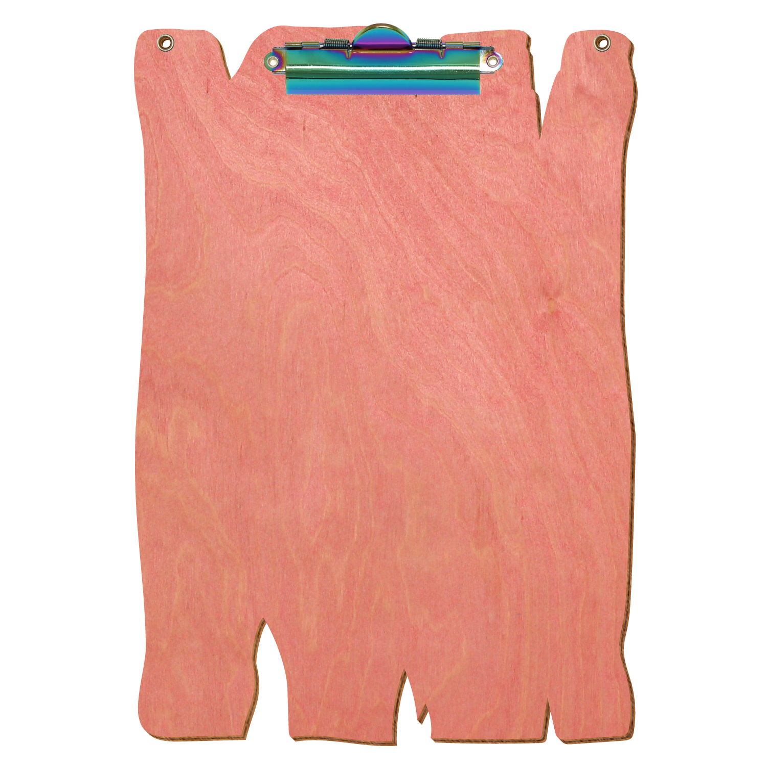 Klemmbrett Holzbrettform mit 2 Ösen Rosa A4 hochkant Zahnklemme Regenbogen