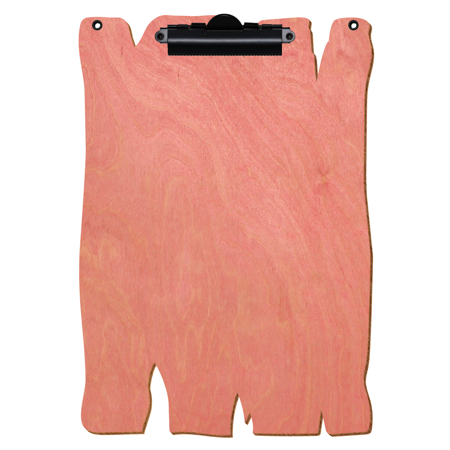 Klemmbrett Holzbrettform mit 2 Ösen Rosa A4 hochkant Zahnklemme schwarz