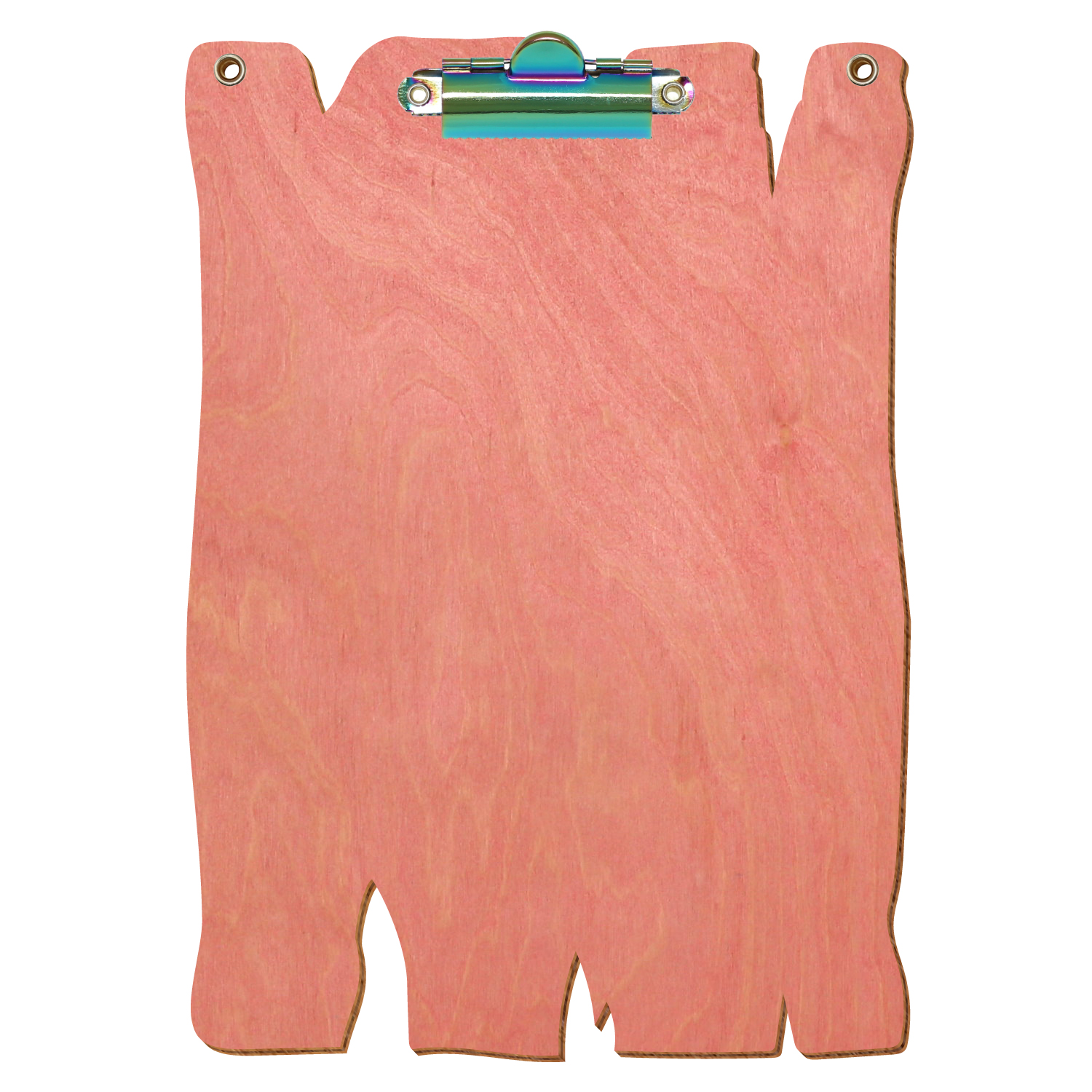 Klemmbrett Holzbrettform mit 2 Ösen Rosa A5 hochkant Zahnklemme Regenbogen