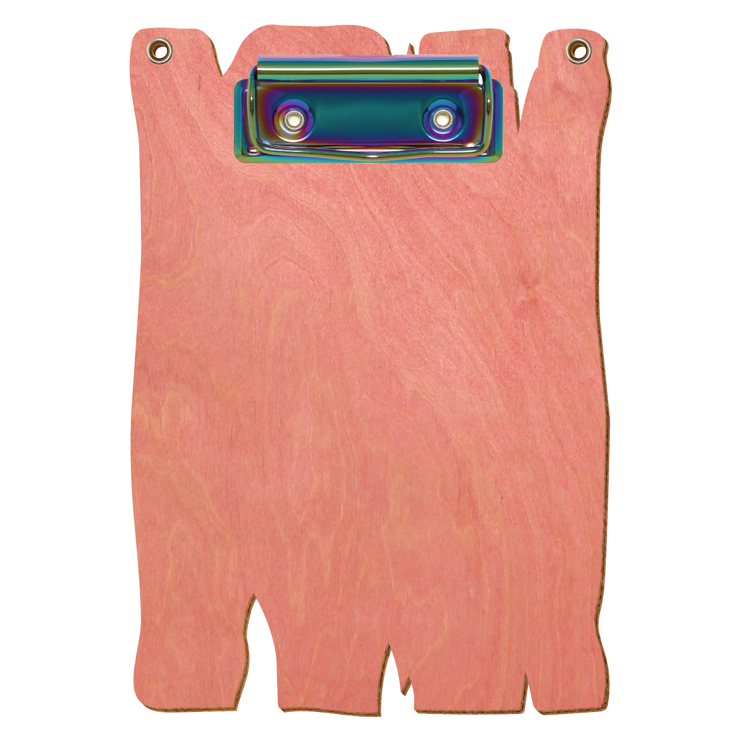 Klemmbrett Holzbrettform mit 2 Ösen Rosa A6 hochkant Bügelklemme Regenbogen