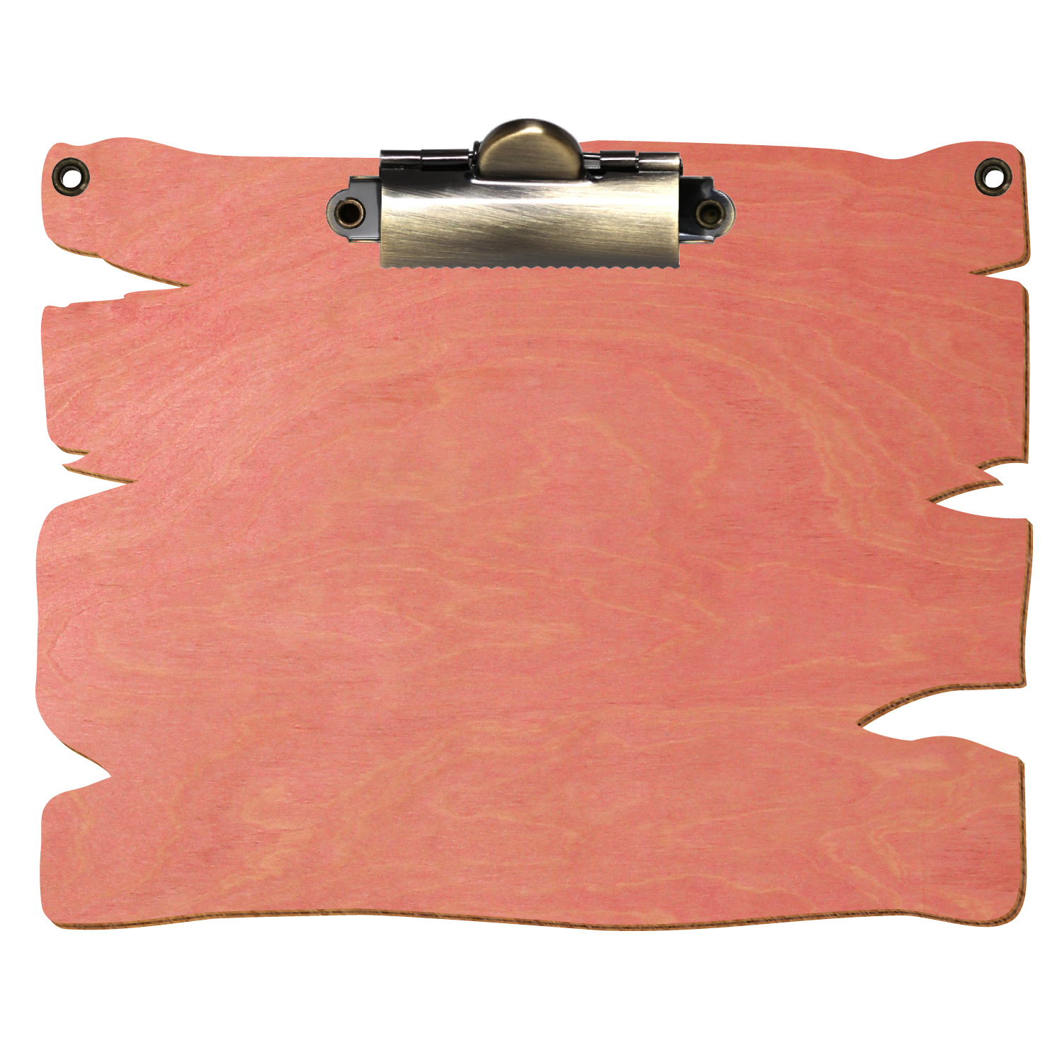 Klemmbrett Holzbrettform mit 2 Ösen Rosa A6 querkant Zahnklemme antik